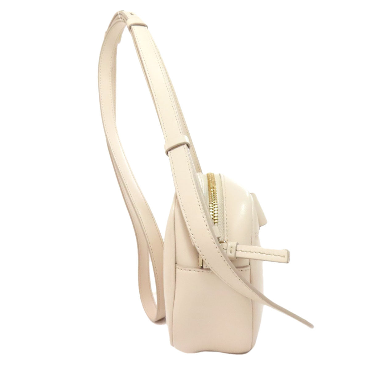 Salvatore Ferragamo Shoulder Bag Leather White Vara Ribbon