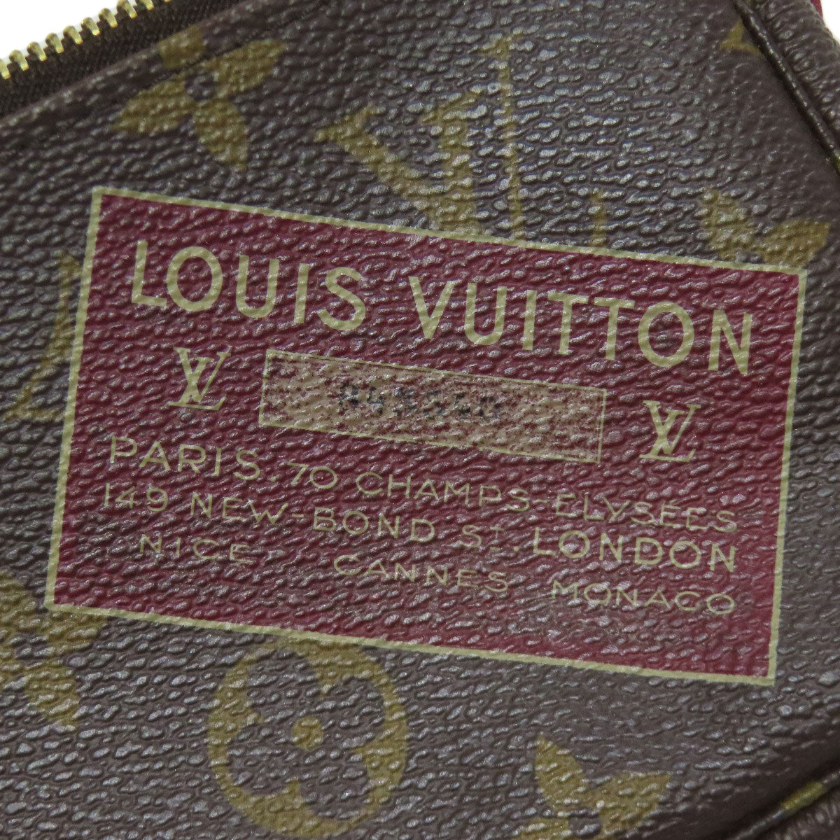 Louis Vuitton Accessory Pouch M63798 Monogram Canvas Brown Mini Pochette Accessoires Label