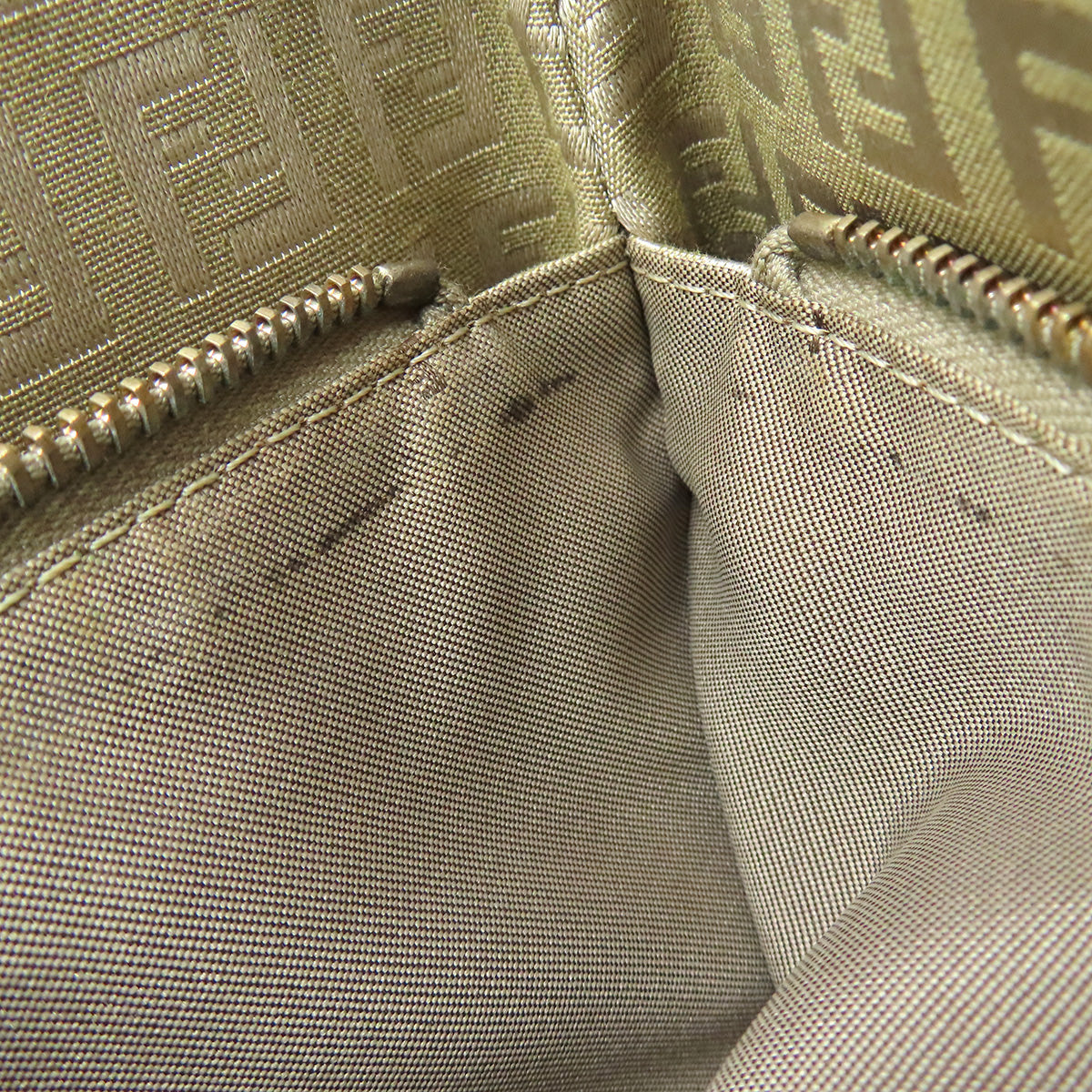 Fendi Handbag Canvas Beige Zucca Pattern