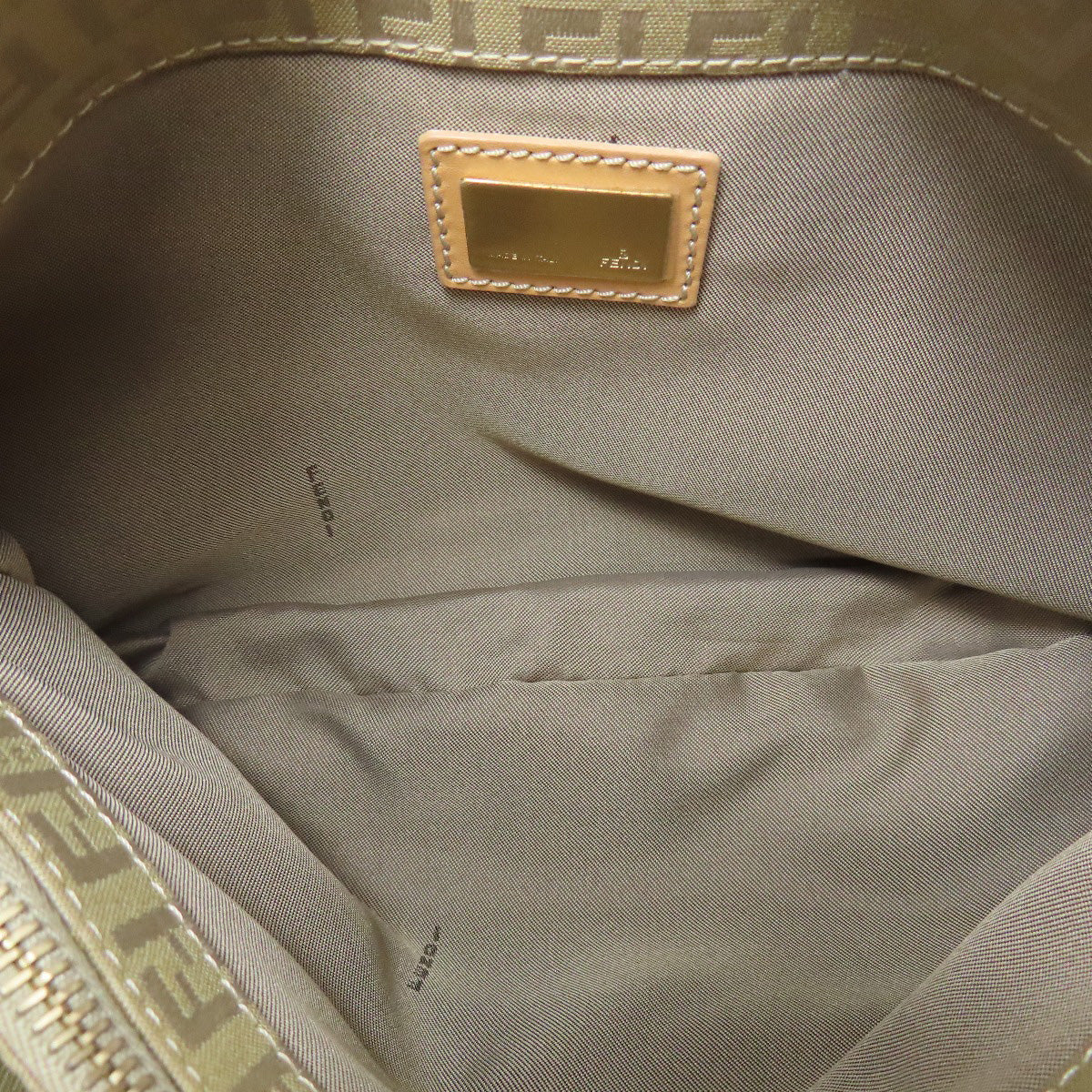Fendi Handbag Canvas Beige Zucca Pattern