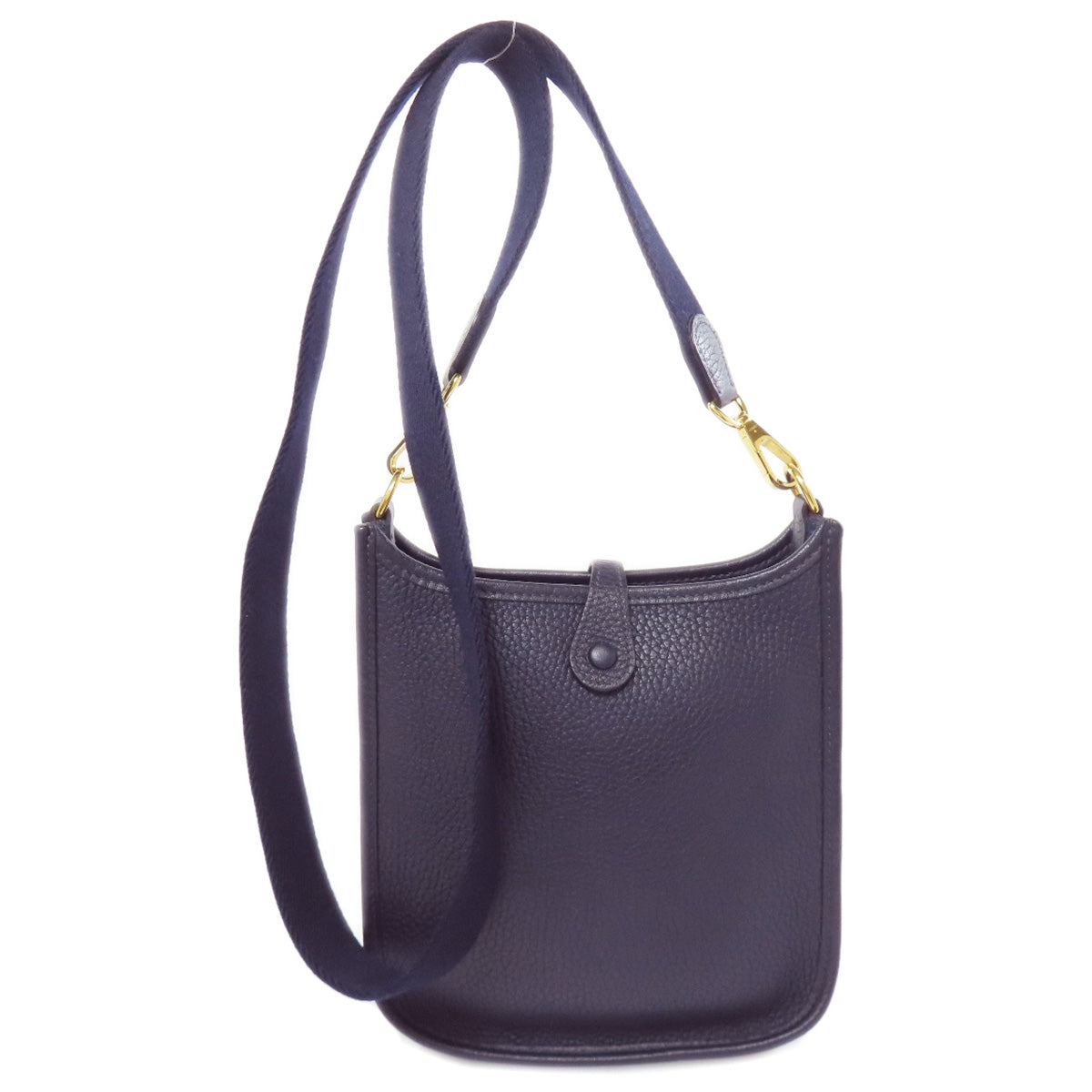 Hermes Shoulder Bag Taurillon Clemence Navy Evelyn Tpm Gold Metal