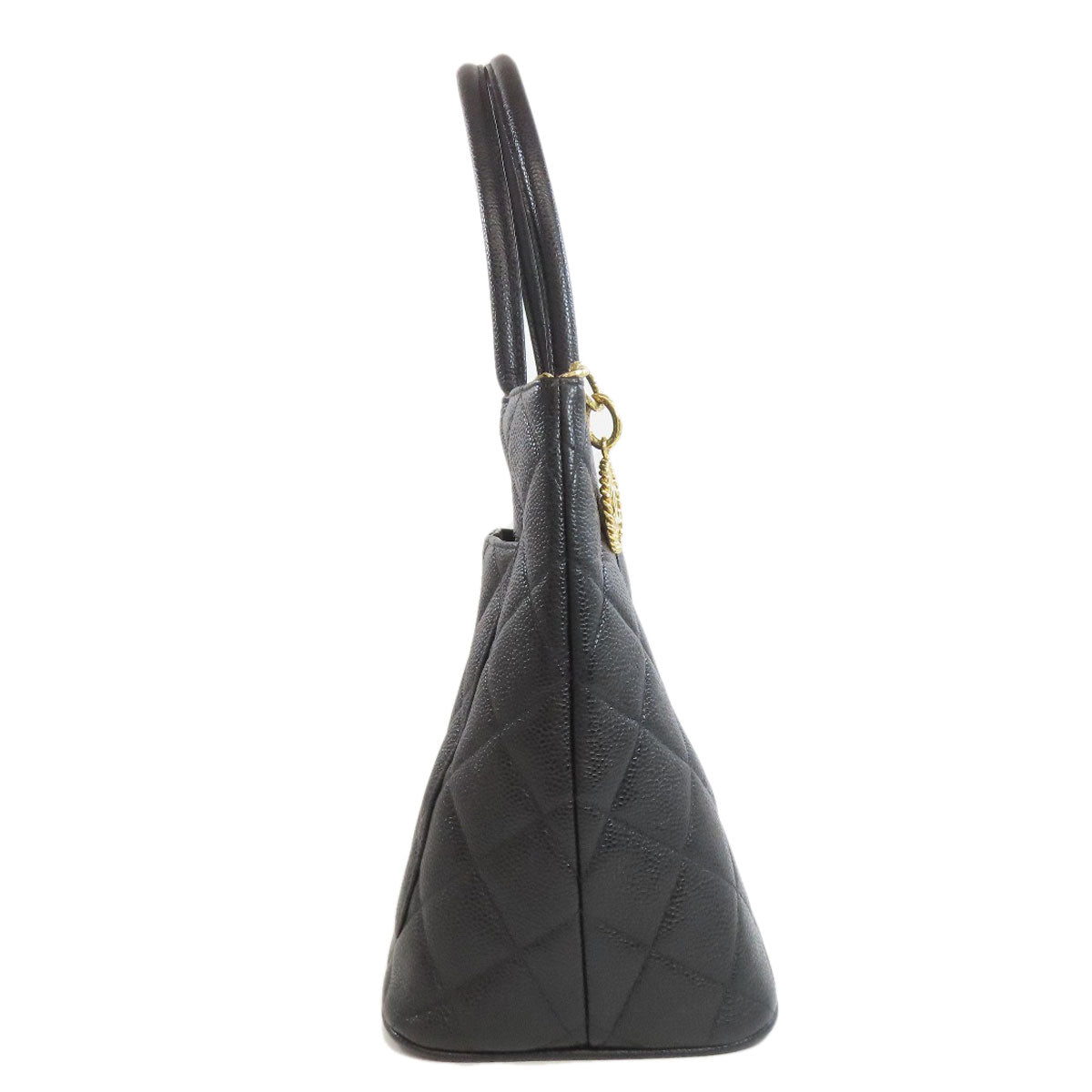 Chanel Tote Bag Grained Calfskin Skin Black Replica Tote Gold Metal