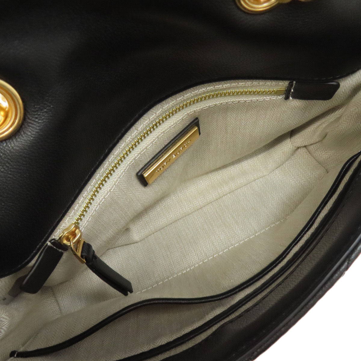 Tory Burch Shoulder Bag Calfskin Black Chainshoulder
