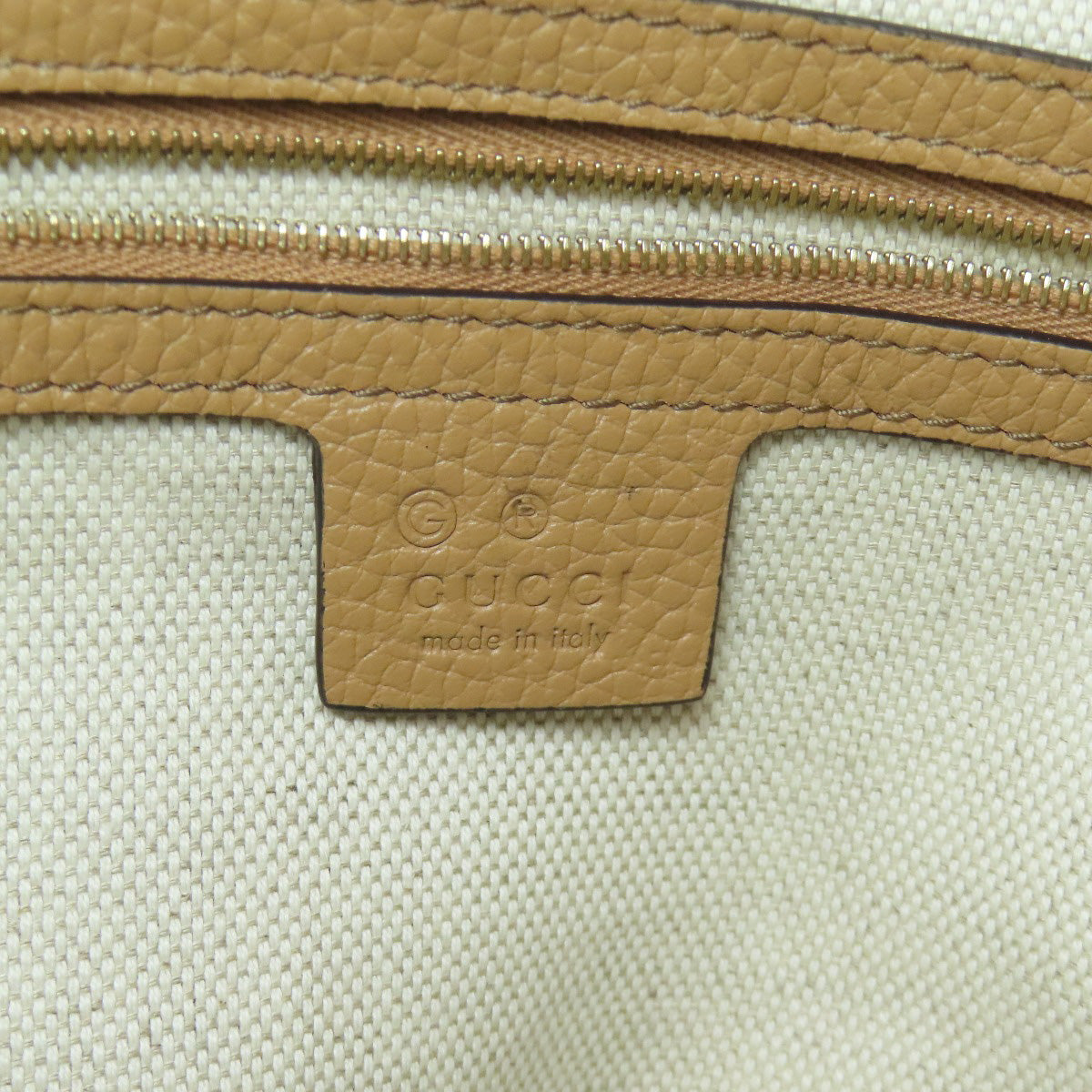 Gucci Tote Bag 536194 Leather Beige Outlet One Belt Interlocking G
