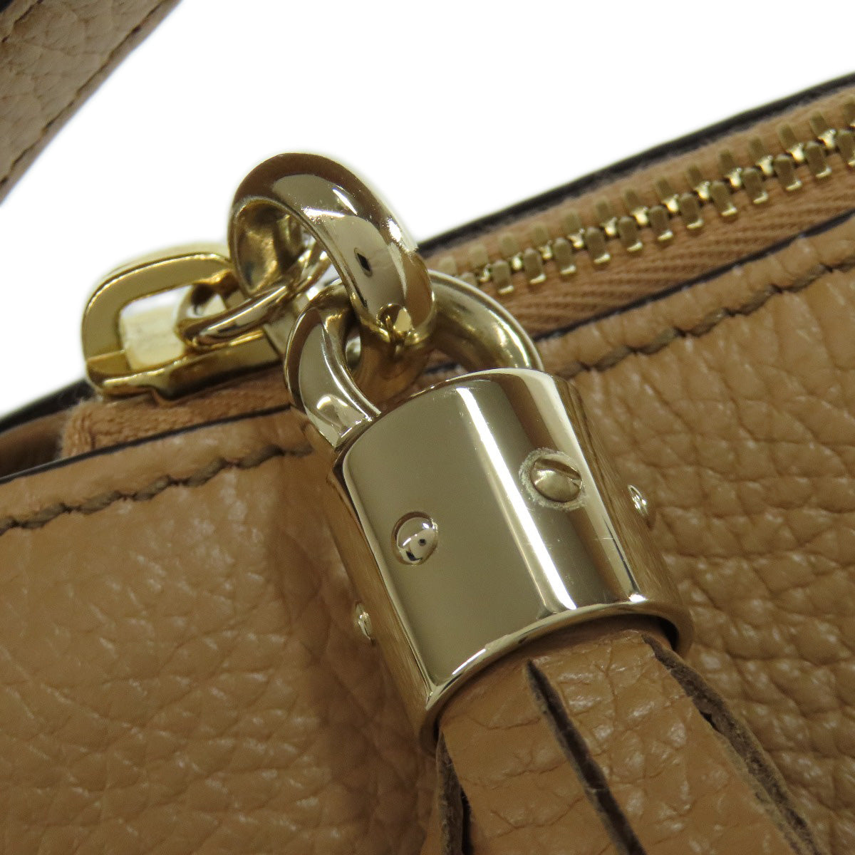Gucci Tote Bag 536194 Leather Beige Outlet One Belt Interlocking G