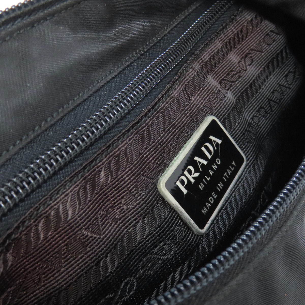 Prada Shoulder Bag Nylon Black Logometal