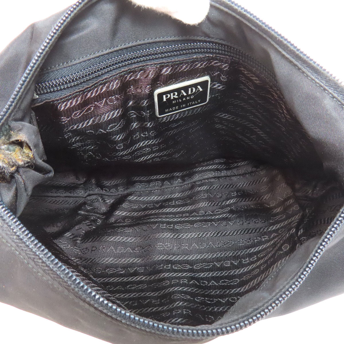 Prada Shoulder Bag Nylon Black Logometal