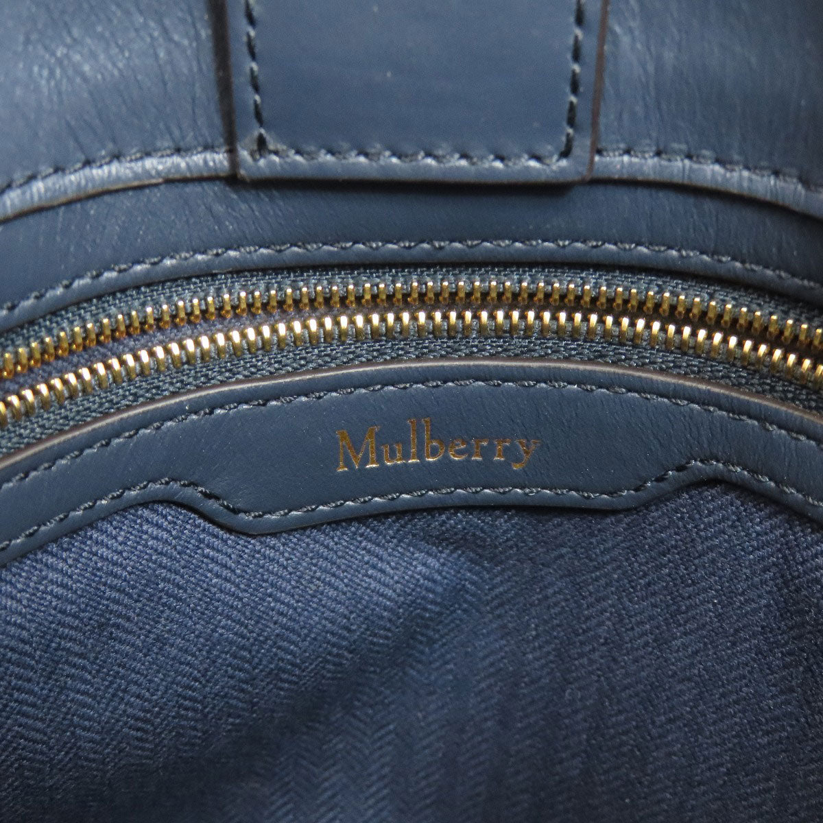 Mulberry Handbag Leather Navy 2Way