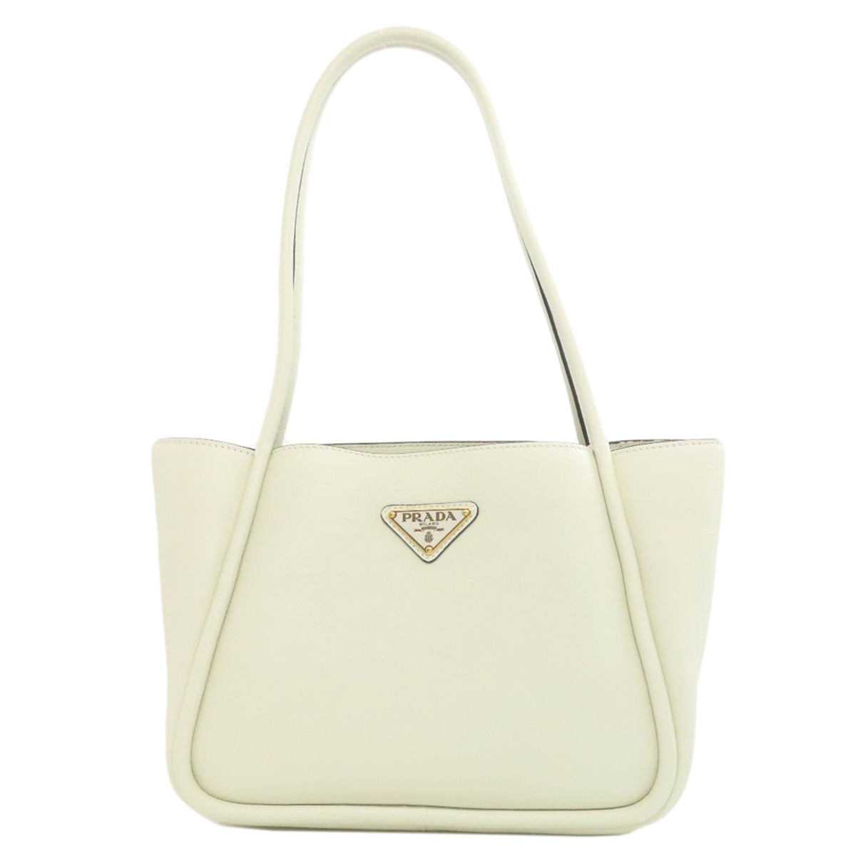 Prada Tote Bag Calfskin White Logometal