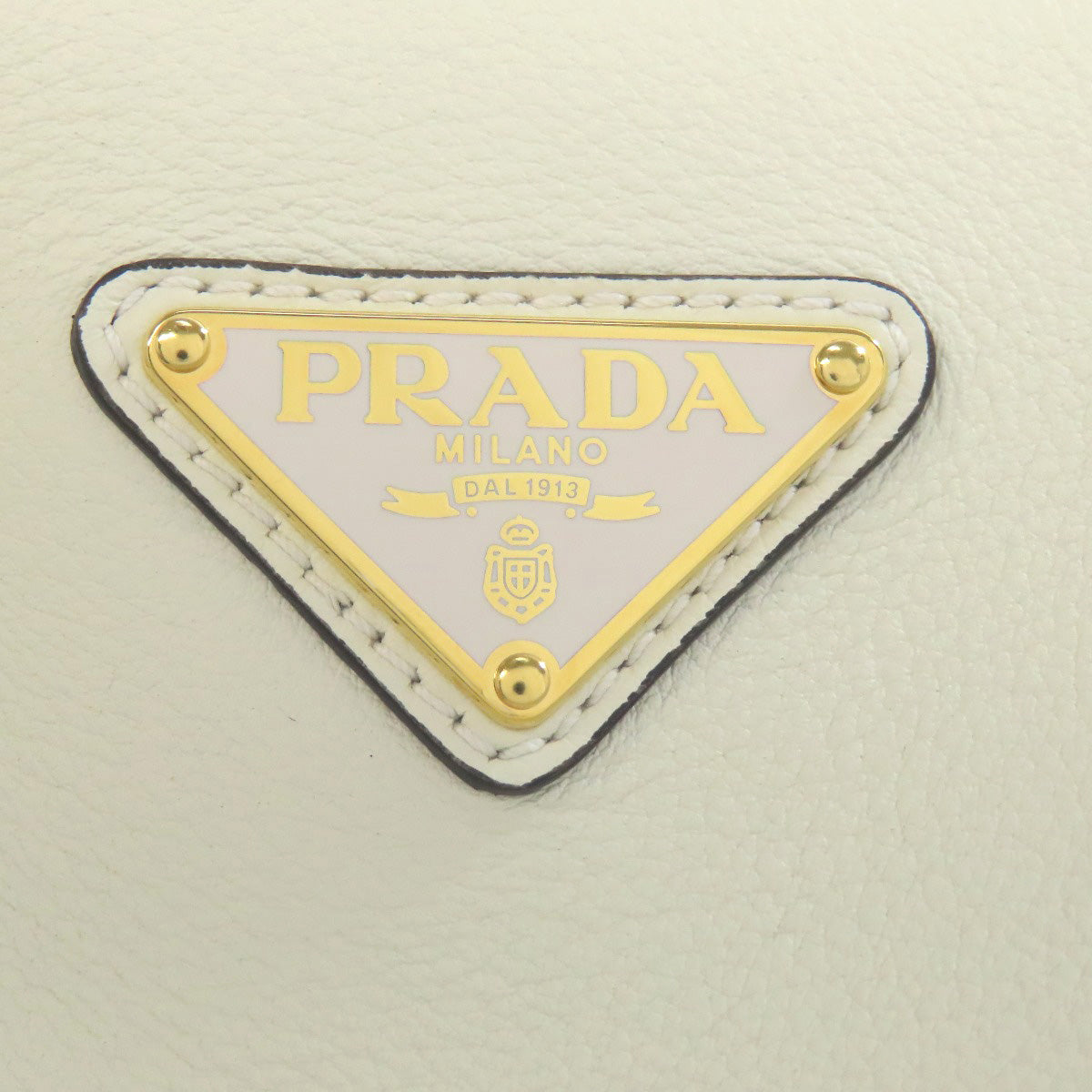Prada Tote Bag Calfskin White Logometal