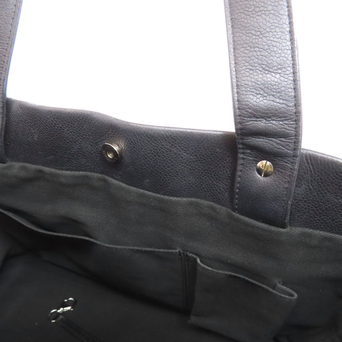 Chanel Tote Bag Grained Calfskin Skin Black Coco Mark