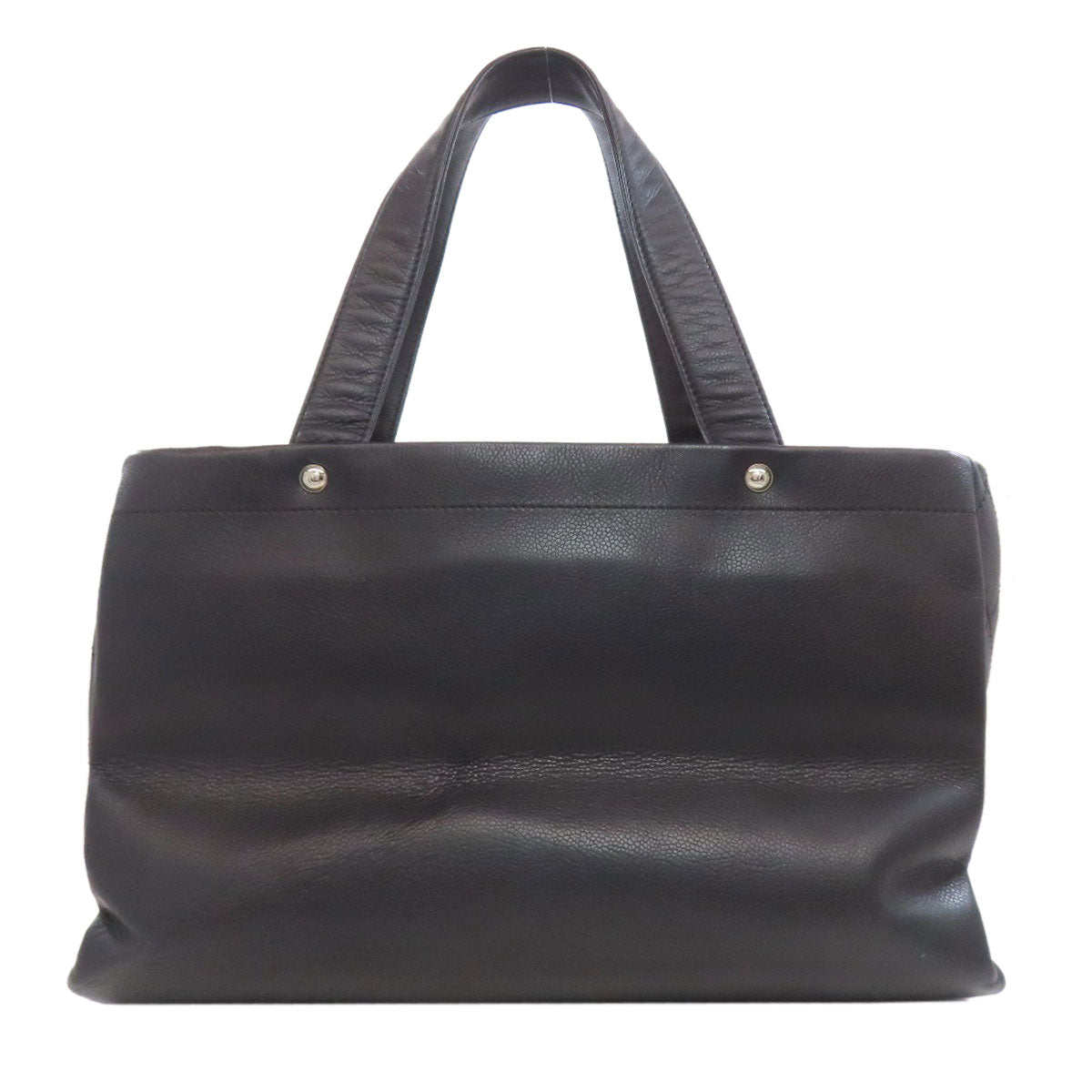 Chanel Tote Bag Grained Calfskin Skin Black Coco Mark