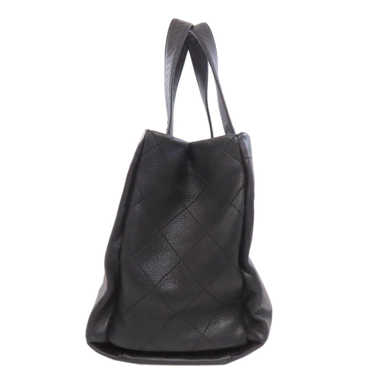 Chanel Tote Bag Grained Calfskin Skin Black Coco Mark