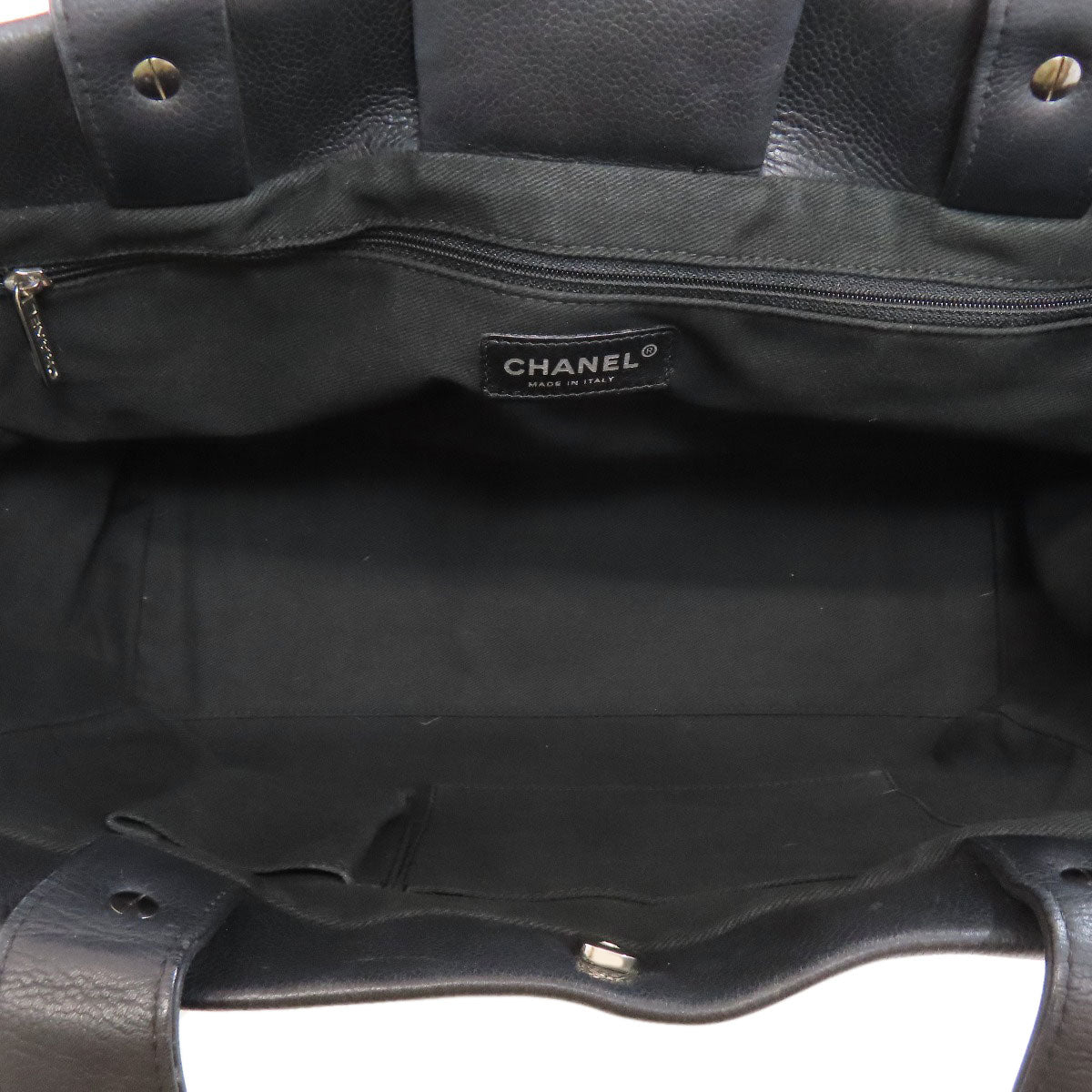 Chanel Tote Bag Grained Calfskin Skin Black Coco Mark