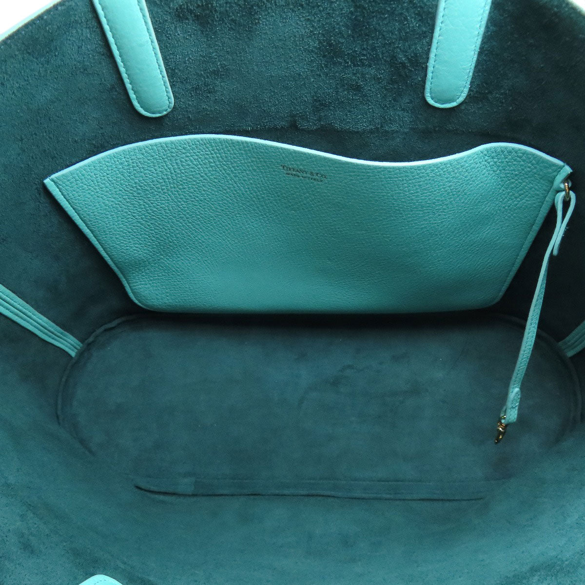 Tiffany&Co. Tote Bag Leather Blue Logo