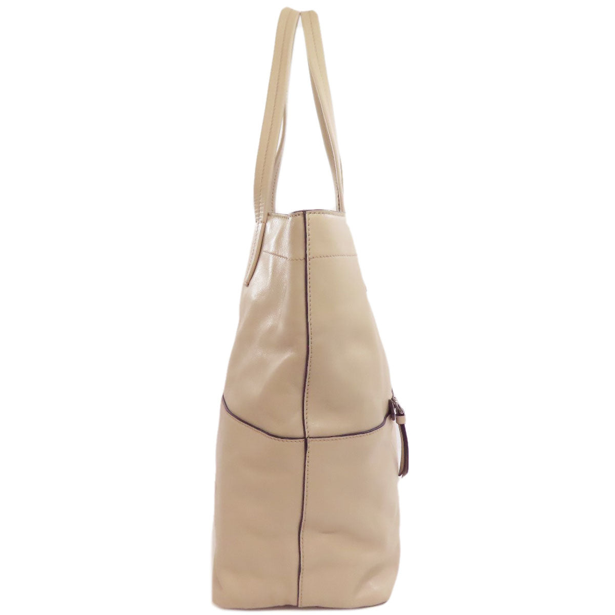 Miumiu Tote Bag Calfskin Beige Logo