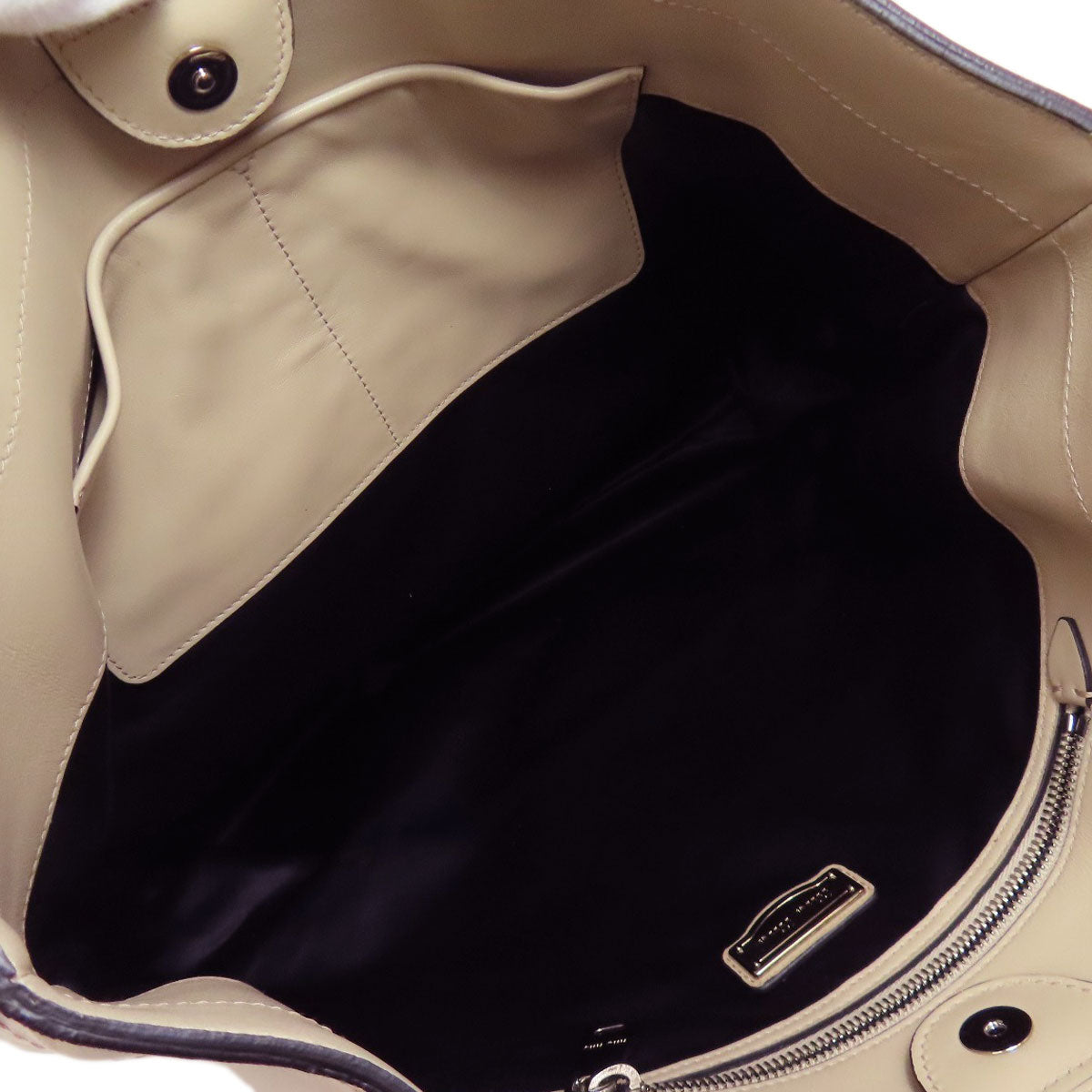 Miumiu Tote Bag Calfskin Beige Logo