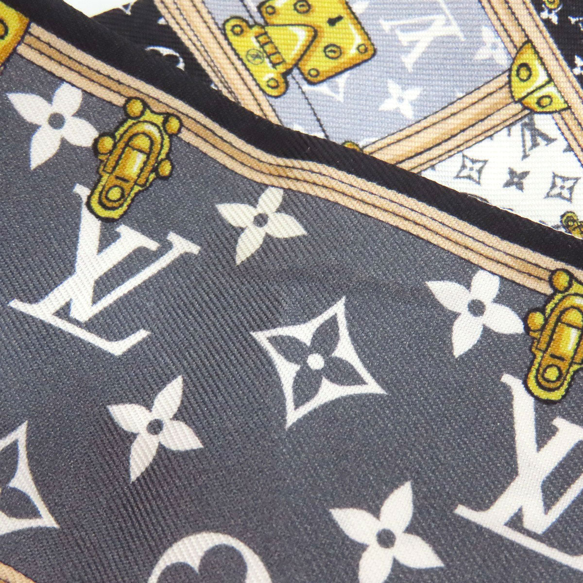 Louis Vuitton Scarf M76442 Silk Black Bando Bb Let'S Go