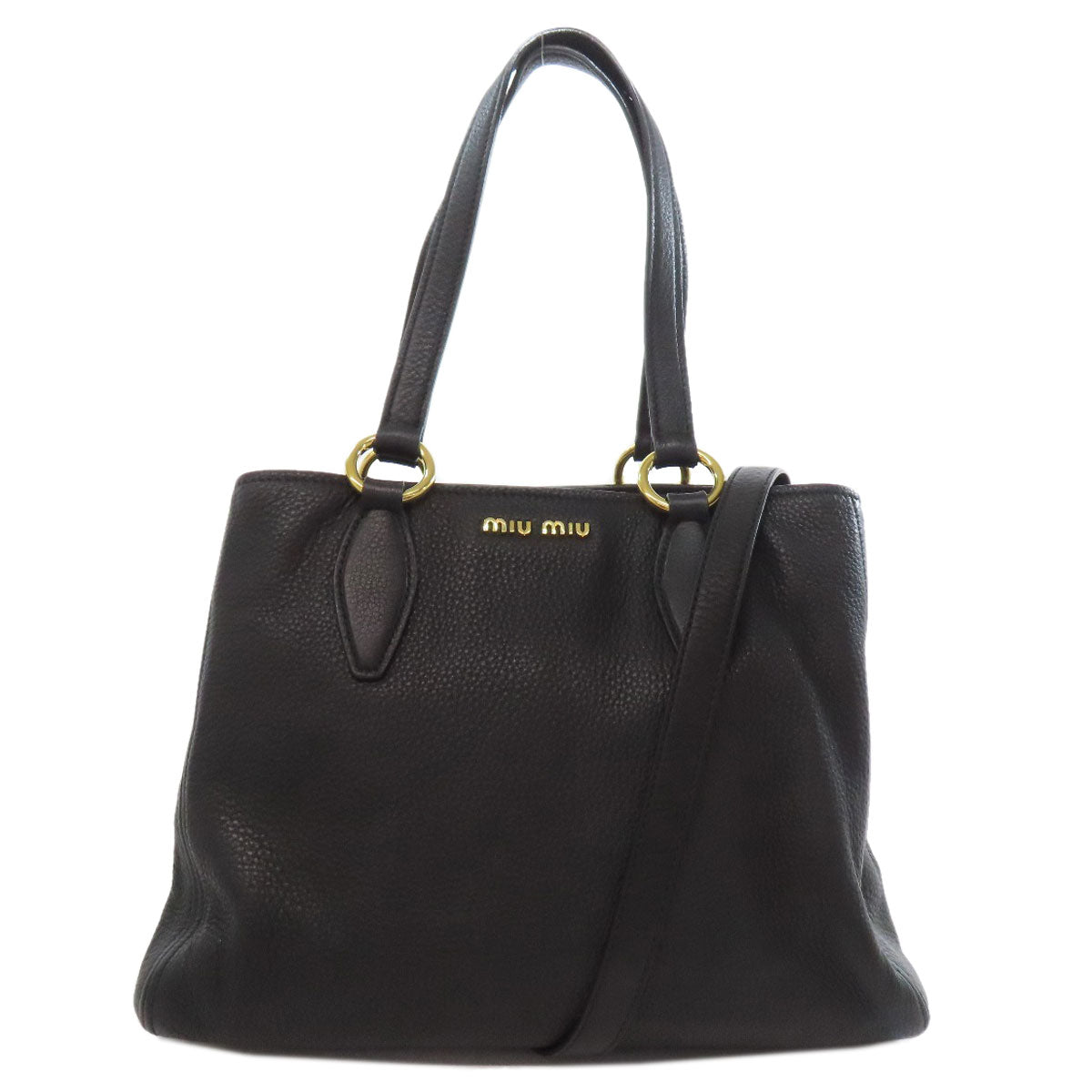 Miumiu Tote Bag Leather Black 2Way