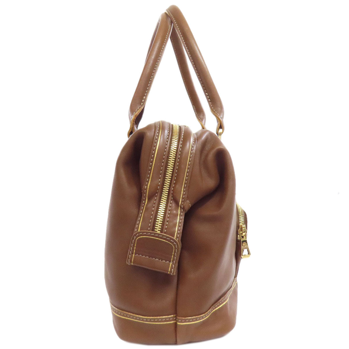 Longchamp Tote Bag Leather Brown Logo
