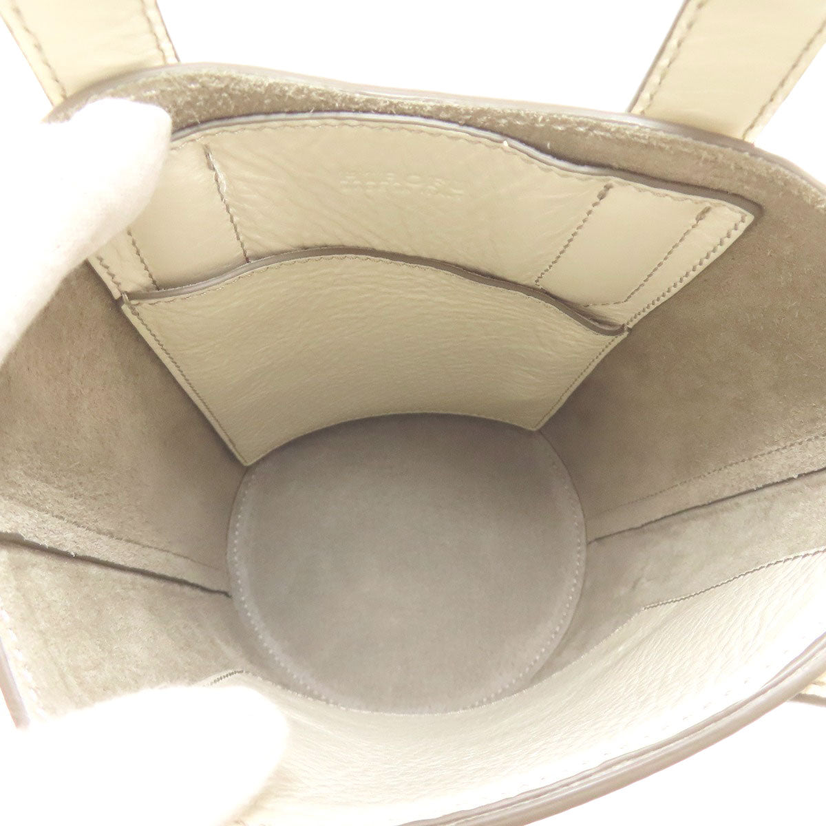 Hirofu Handbag Leather White Simple Design