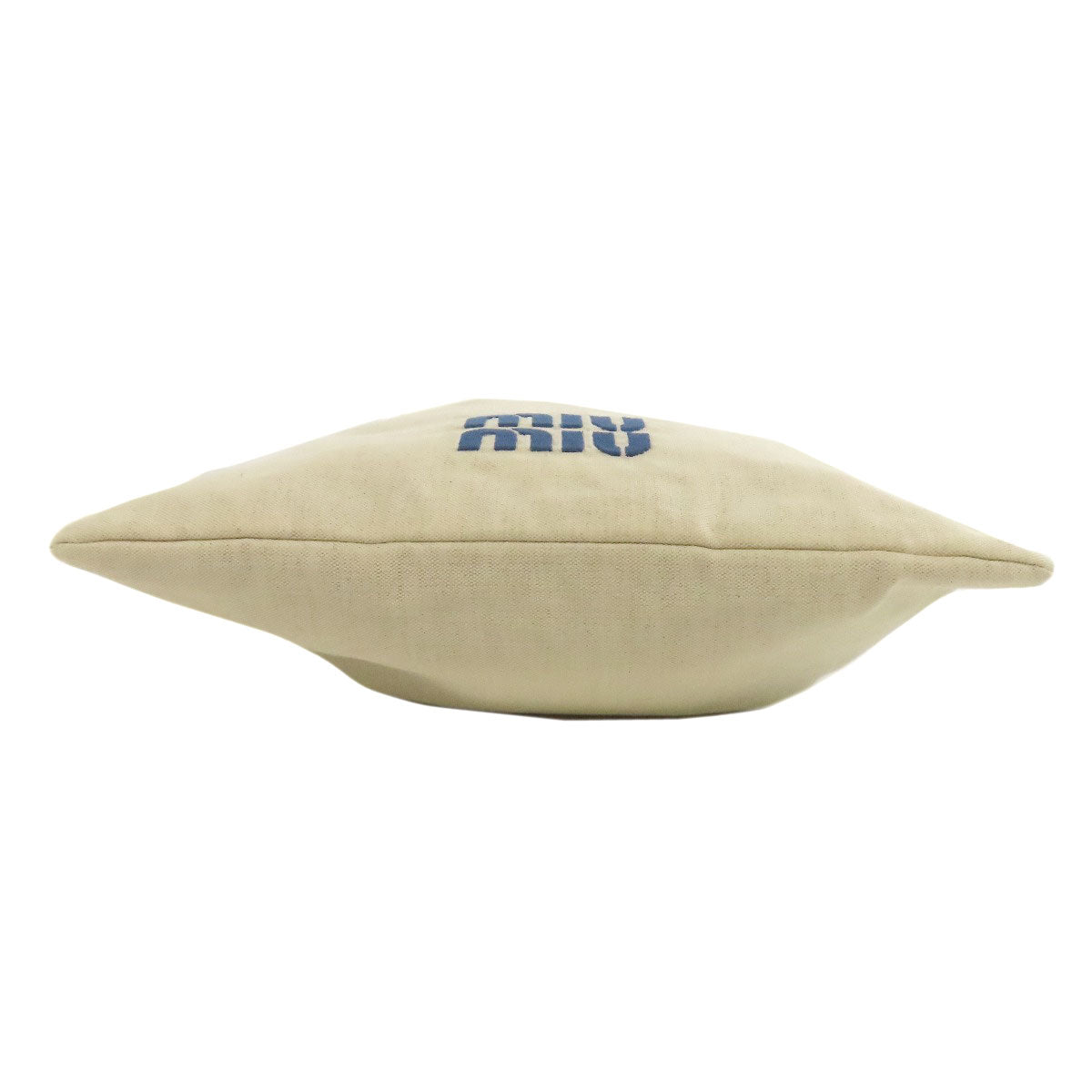Miumiu Accessory Pouch Canvas Beige Drawstring Pouch