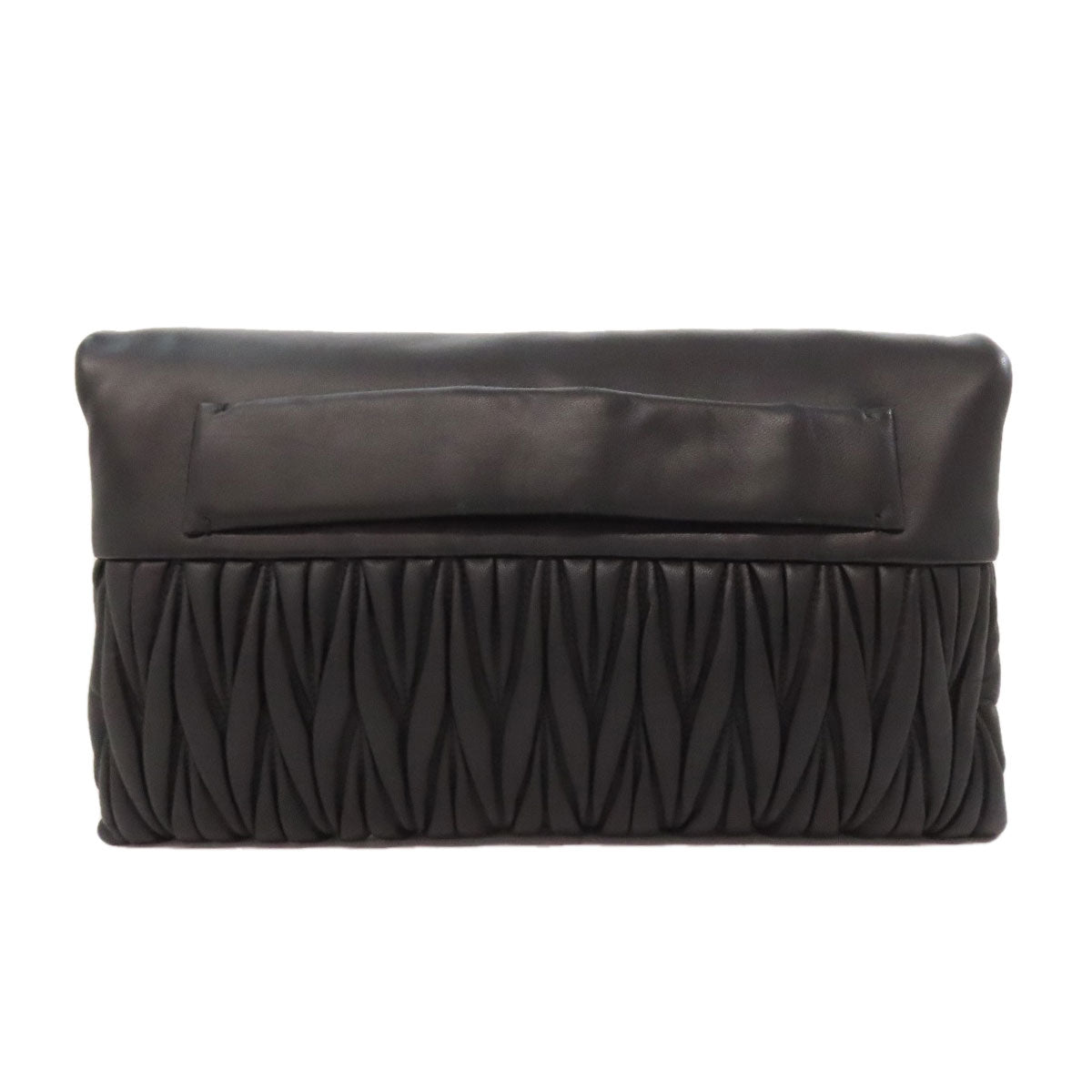 Miumiu Clutch Bag Rp0385 Leather Black Materasse 2Way