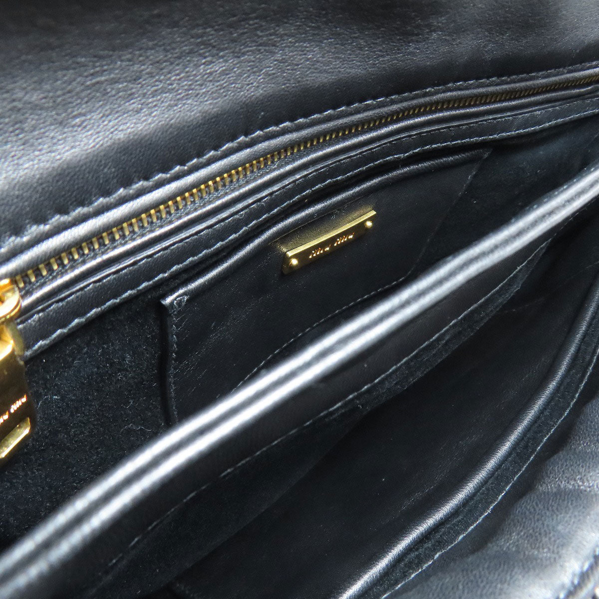 Miumiu Clutch Bag Rp0385 Leather Black Materasse 2Way