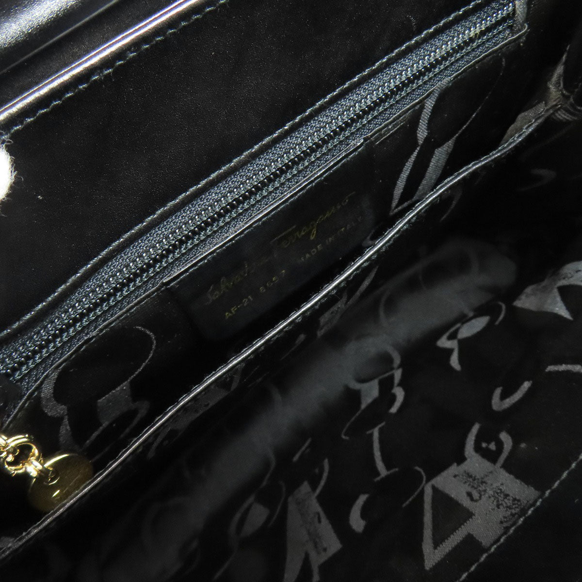 Salvatore Ferragamo Handbag Leather Black Gancinimetal 2Way