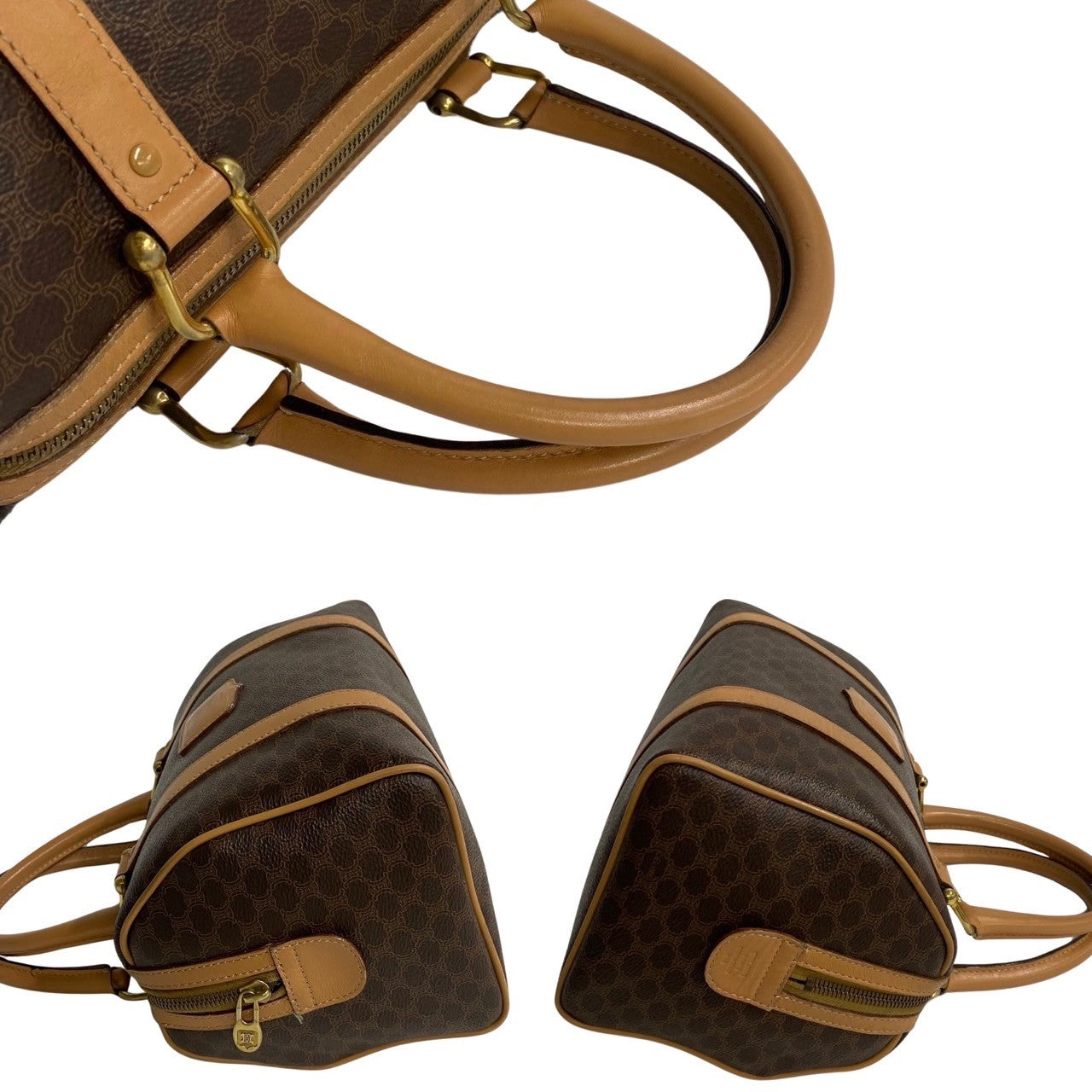 Celine Handbag Leather, Pvc Brown Macadam Blason Triomphe Pattern Women(Unisex)
