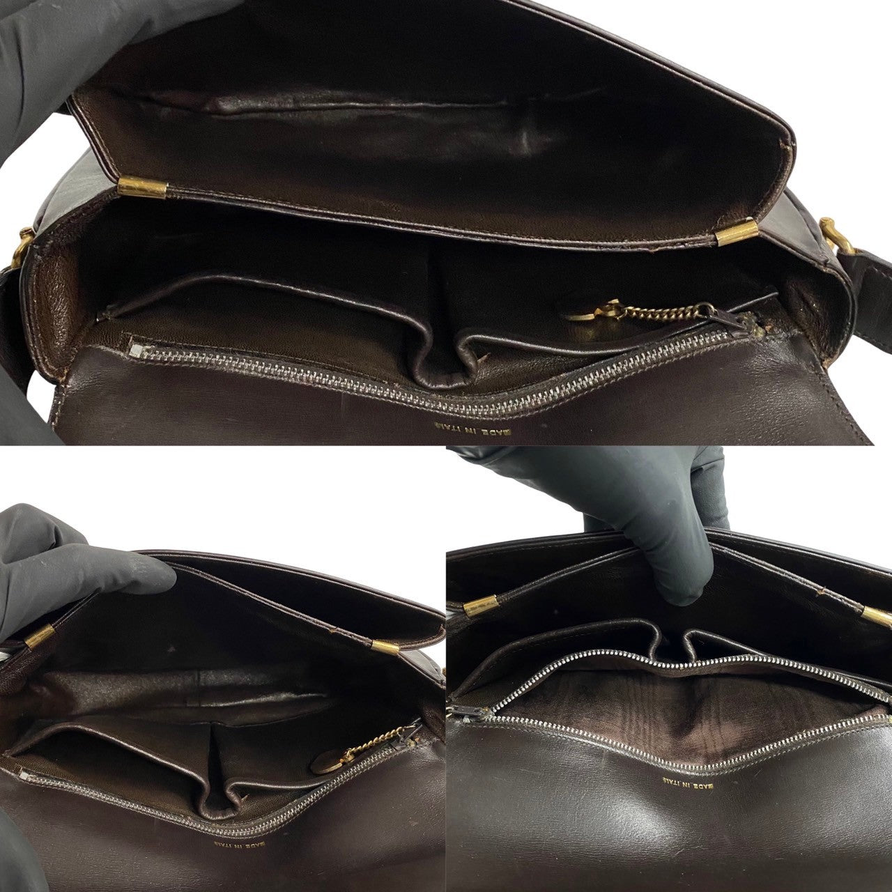 Celine Shoulder Bag Leather Brown Horsebit Women