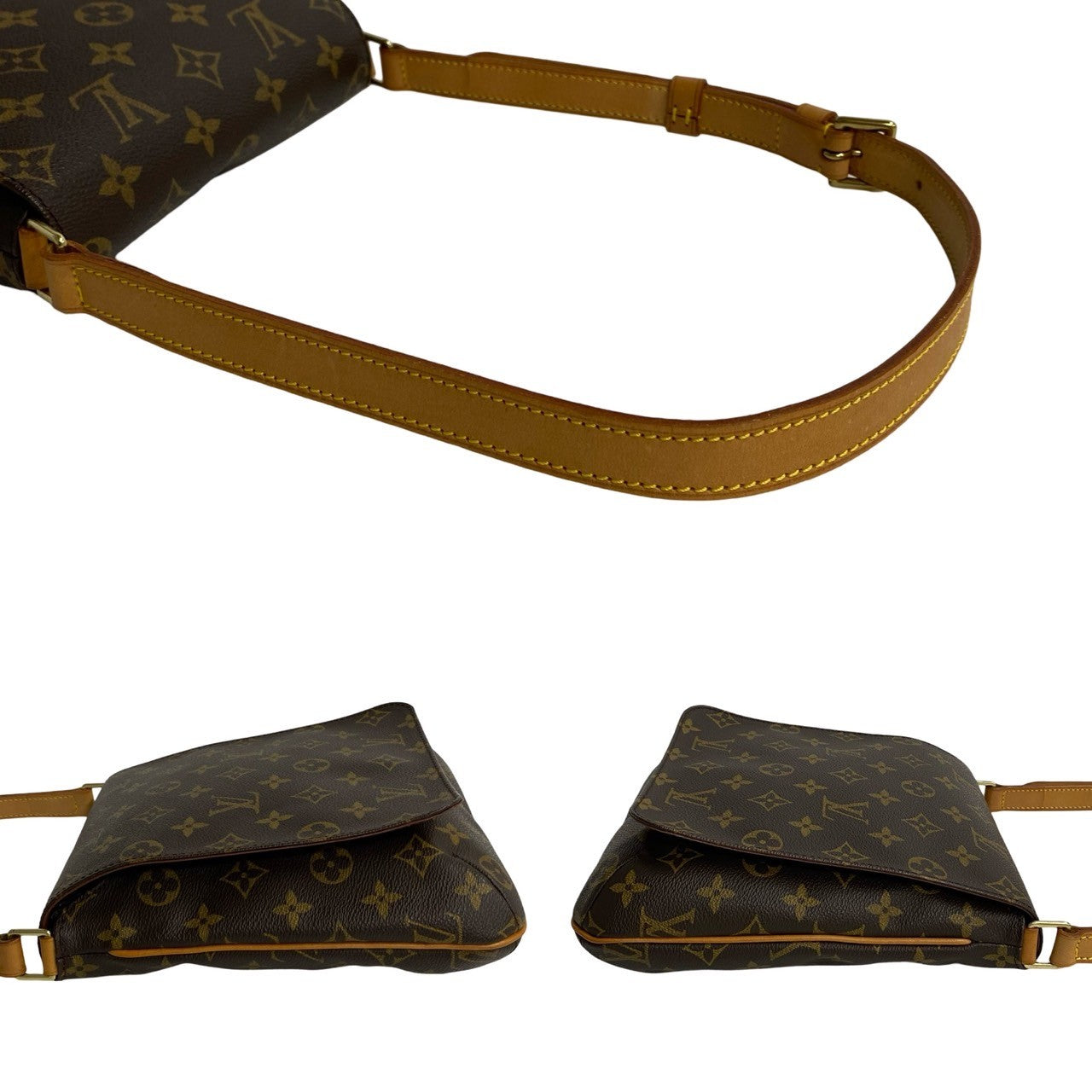 Louis Vuitton Shoulder Bag M51258 Leather Brown Monogram Musette Salsa Short