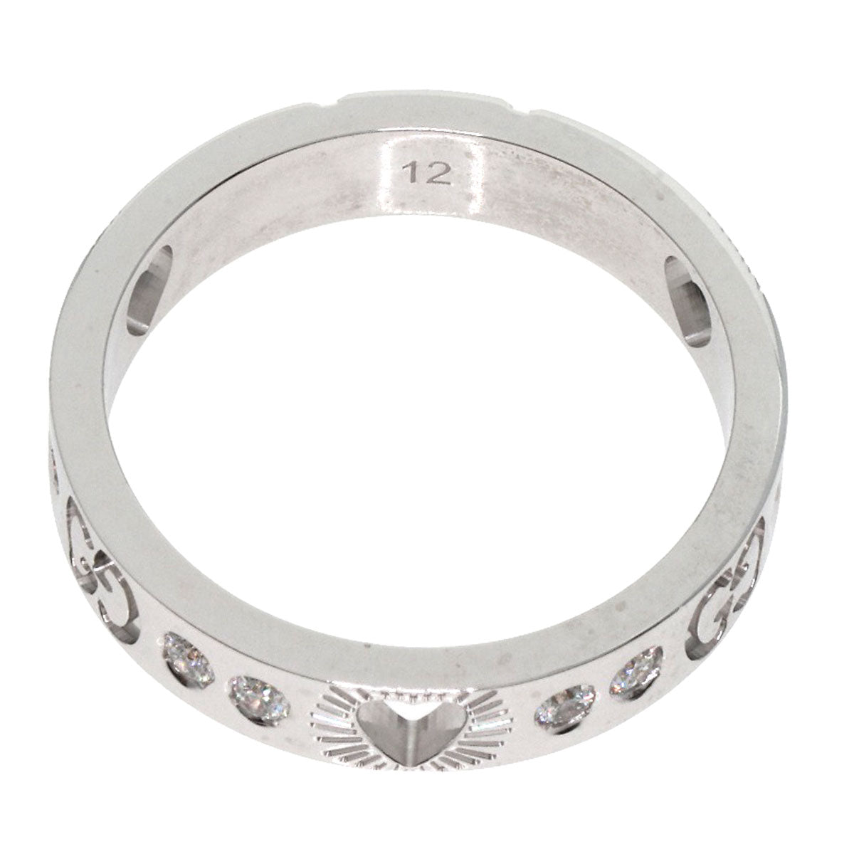 Gucci Ring K18Wg Silver Icon Heart Diamond #12