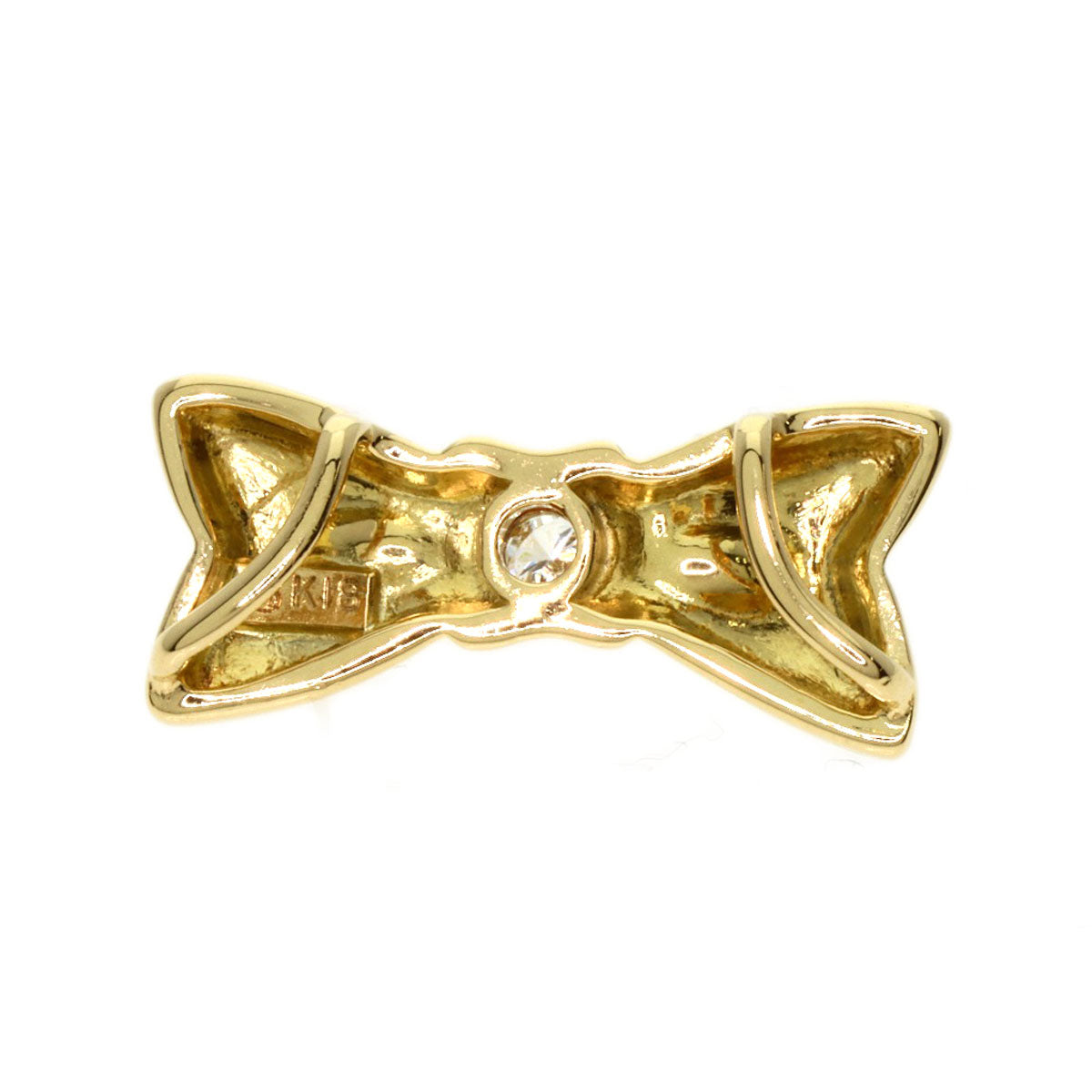 Mikimoto Pendant Top 18K Yellow Gold Gold Ribbon Diamond