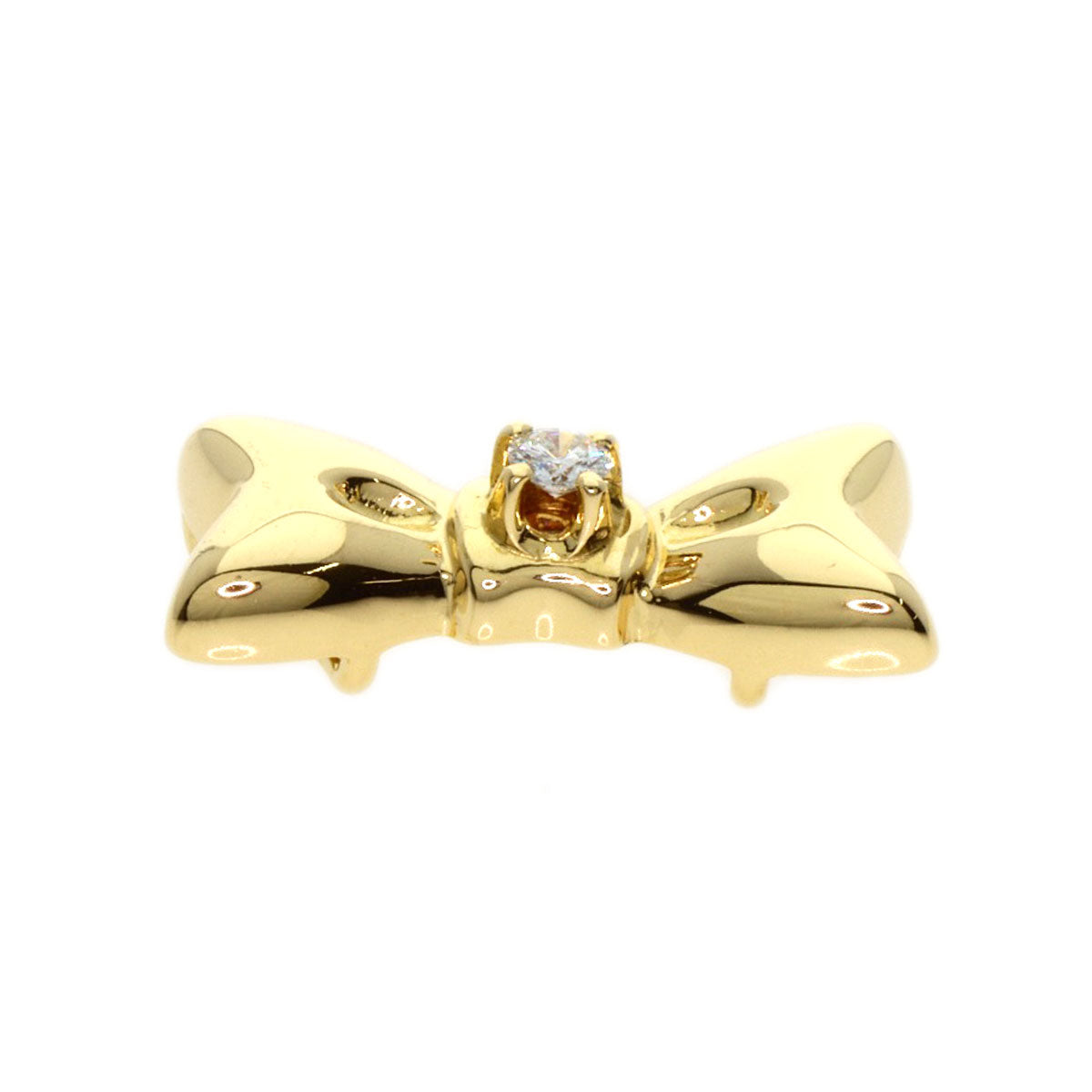 Mikimoto Pendant Top 18K Yellow Gold Gold Ribbon Diamond