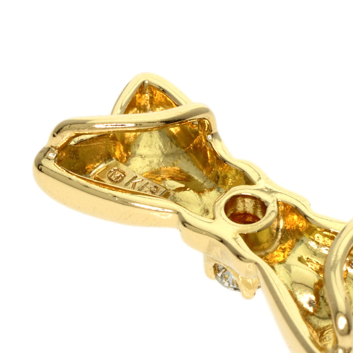 Mikimoto Pendant Top 18K Yellow Gold Gold Ribbon Diamond