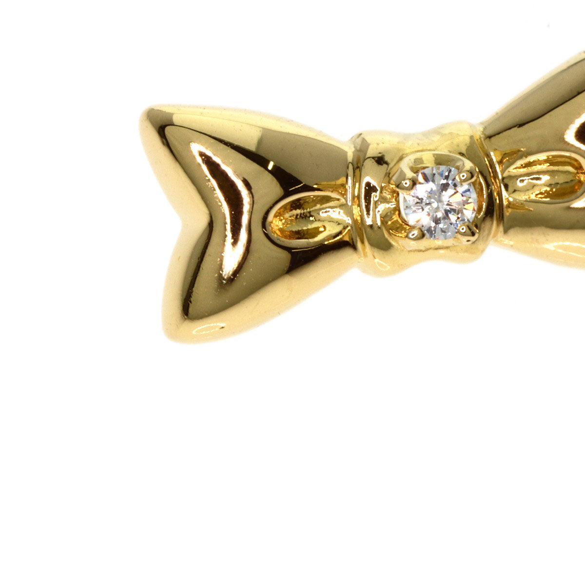 Mikimoto Pendant Top 18K Yellow Gold Gold Ribbon Diamond