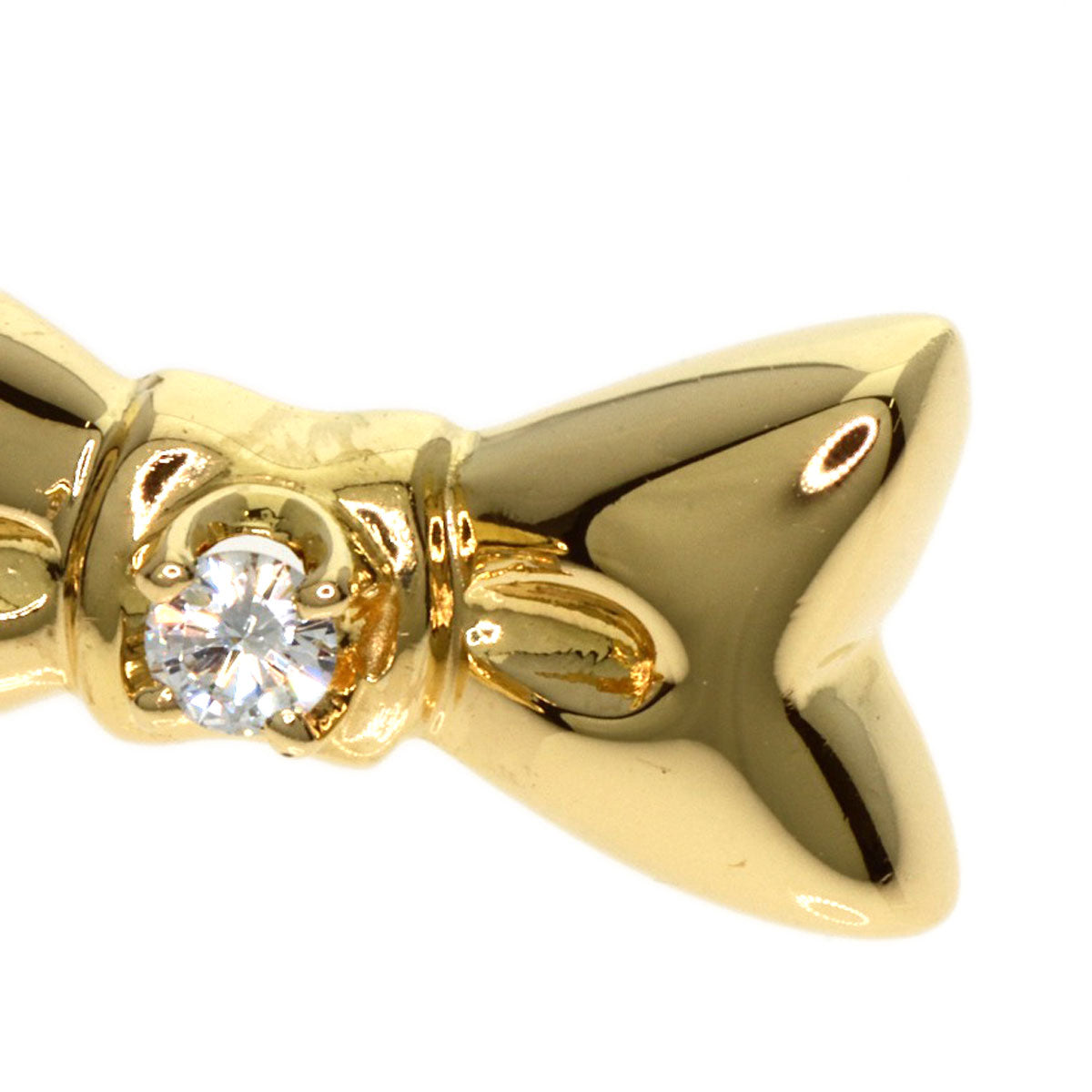 Mikimoto Pendant Top 18K Yellow Gold Gold Ribbon Diamond