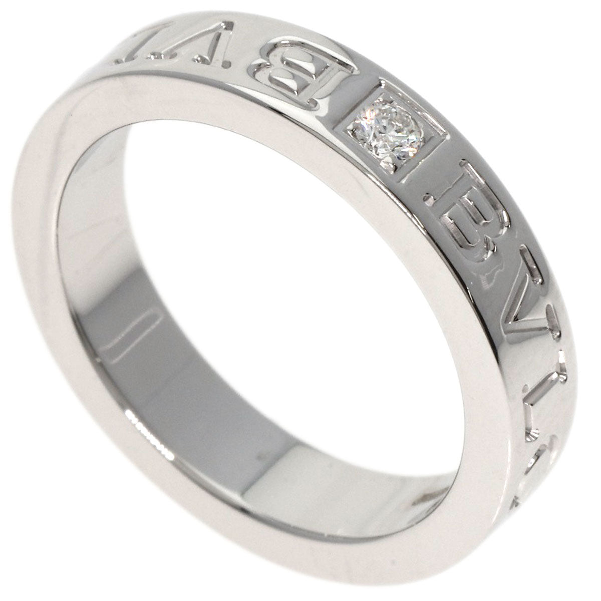 Bvlgari Ring K18Wg Silver Double Logo Diamond Women