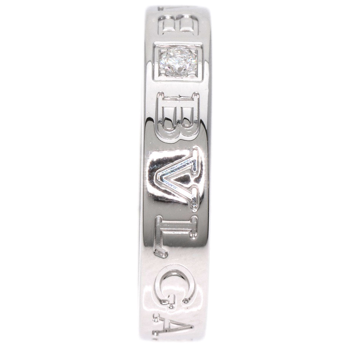 Bvlgari Ring K18Wg Silver Double Logo Diamond Women