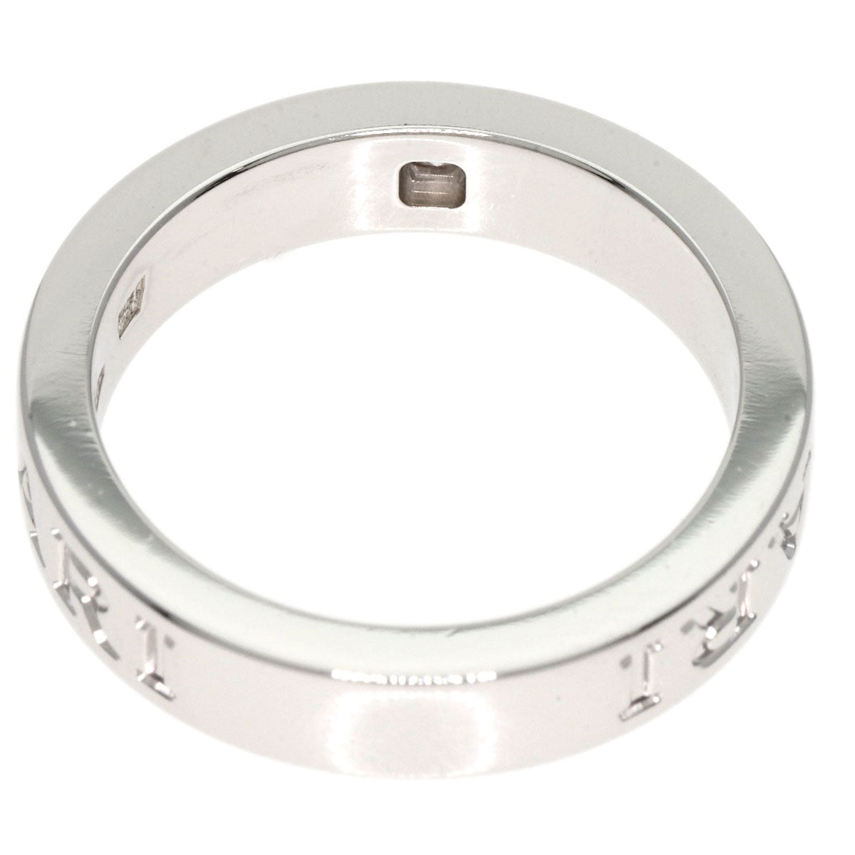 Bvlgari Ring K18Wg Silver Double Logo Diamond Women