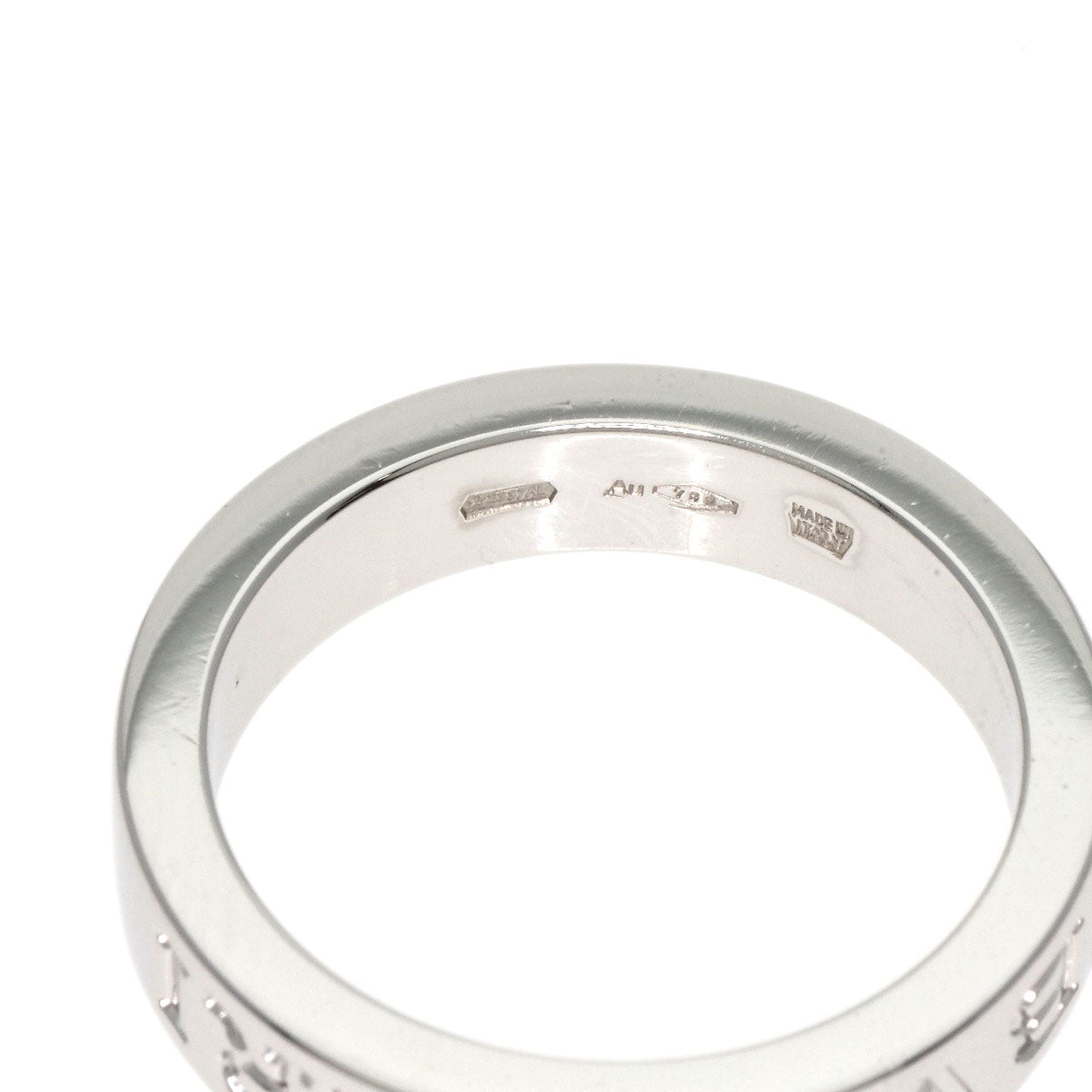 Bvlgari Ring K18Wg Silver Double Logo Diamond Women