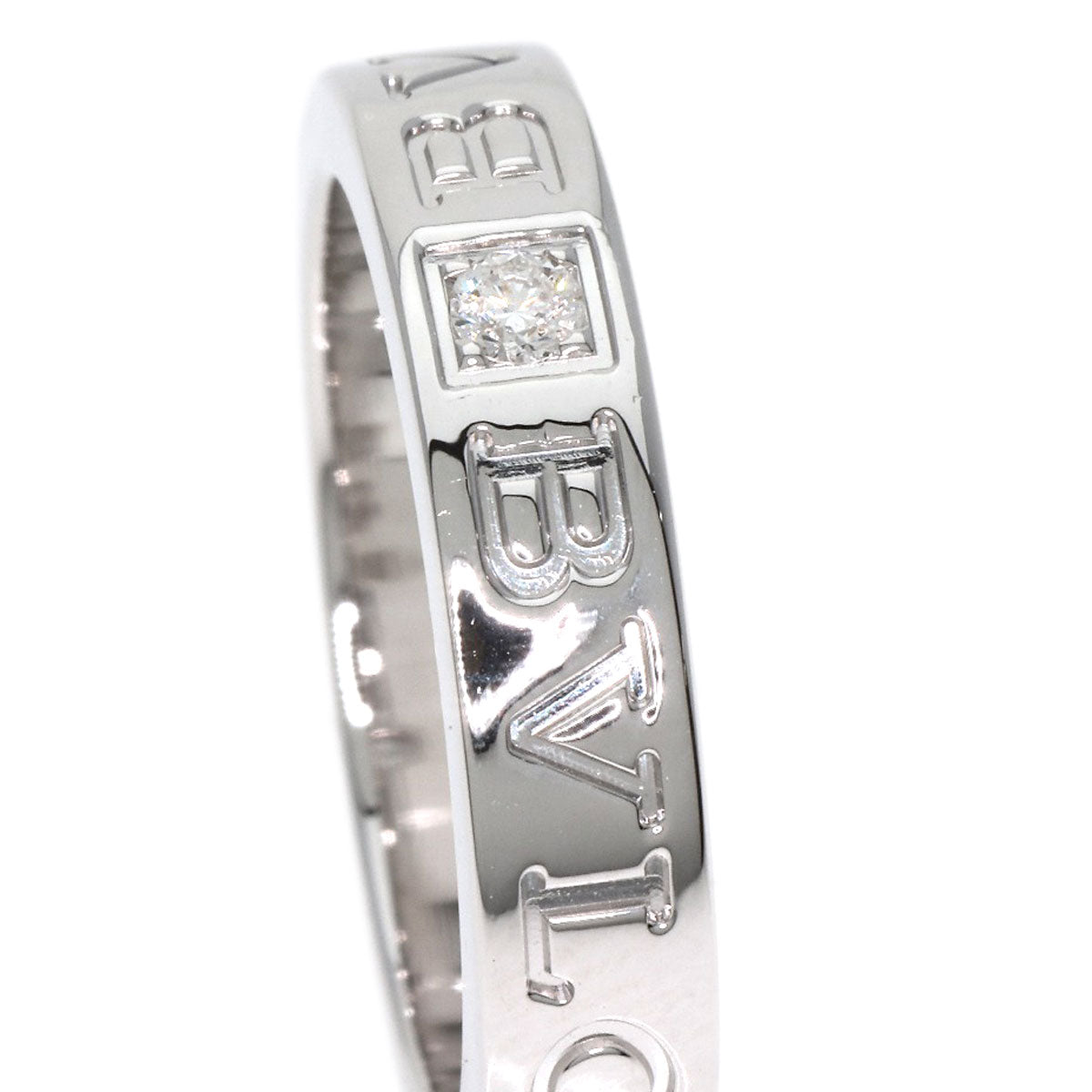 Bvlgari Ring K18Wg Silver Double Logo Diamond Women