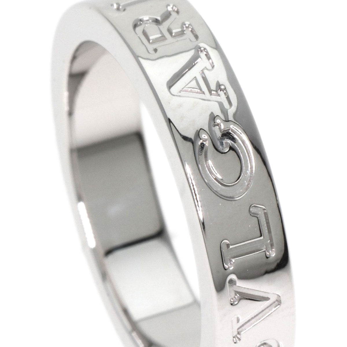 Bvlgari Ring K18Wg Silver Double Logo Diamond Women