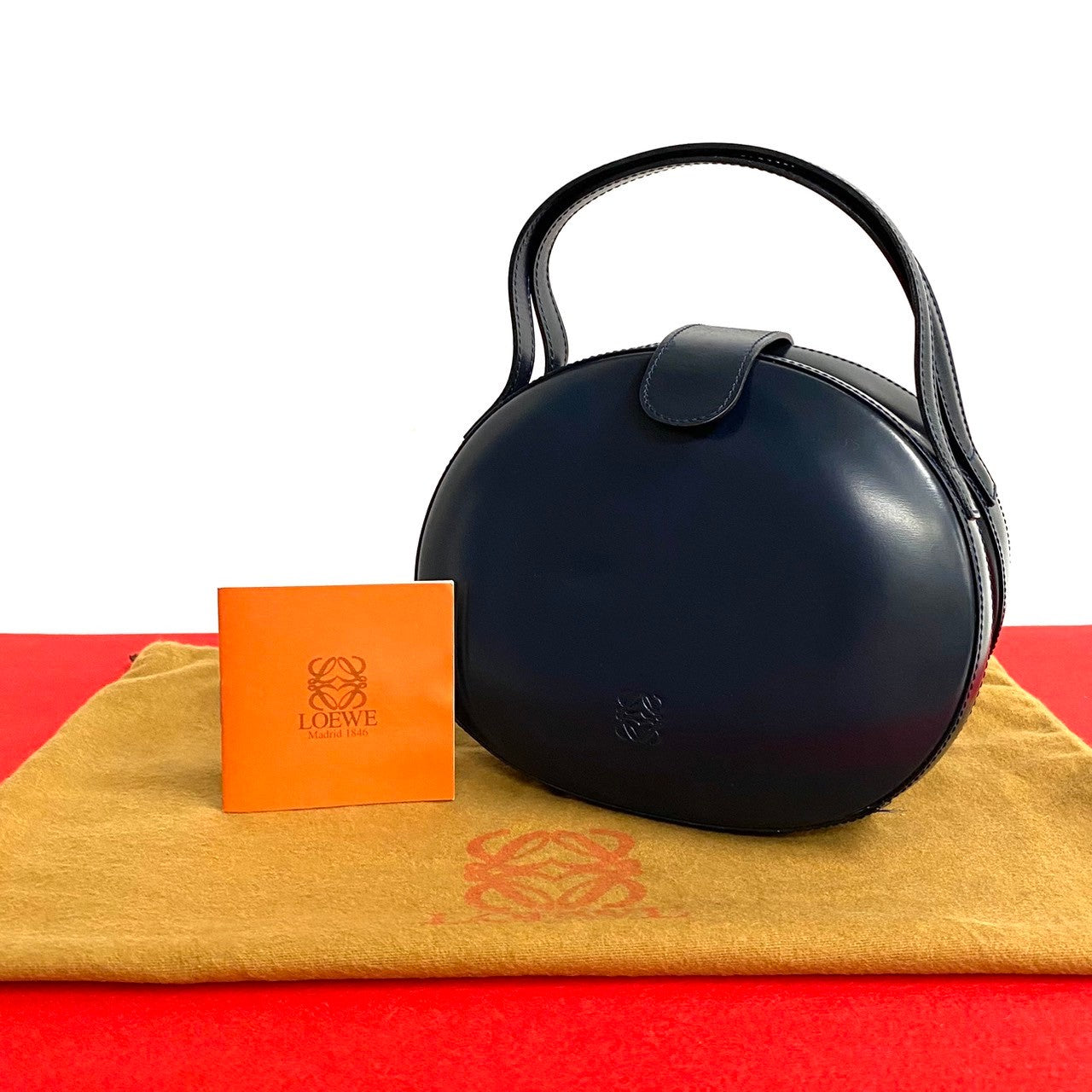Loewe Handbag Leather Navy Anagram Logo Women