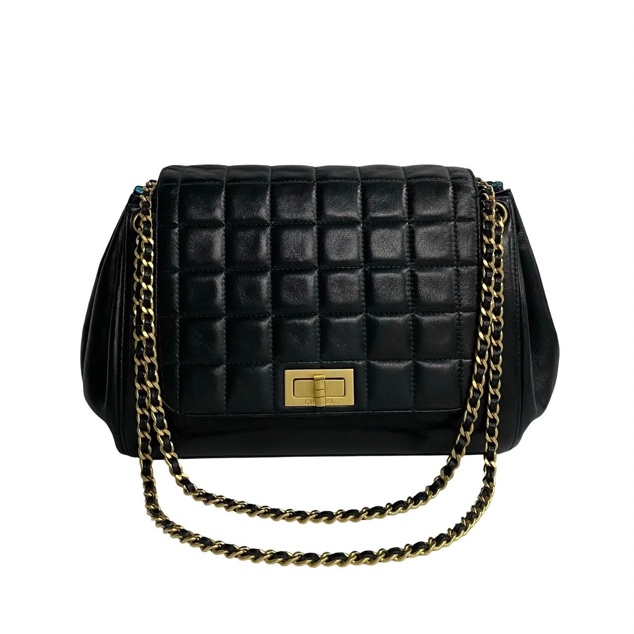 Chanel Shoulder Bag Lambskin Black 2.55 Chocolate Bar Women