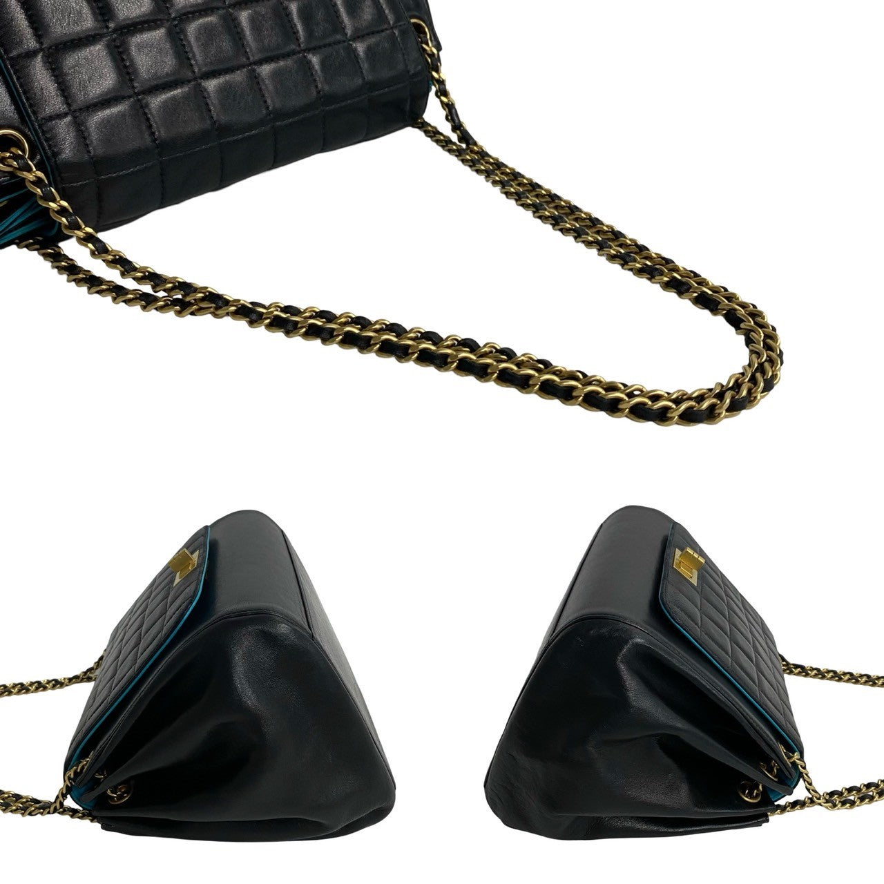Chanel Shoulder Bag Lambskin Black 2.55 Chocolate Bar Women