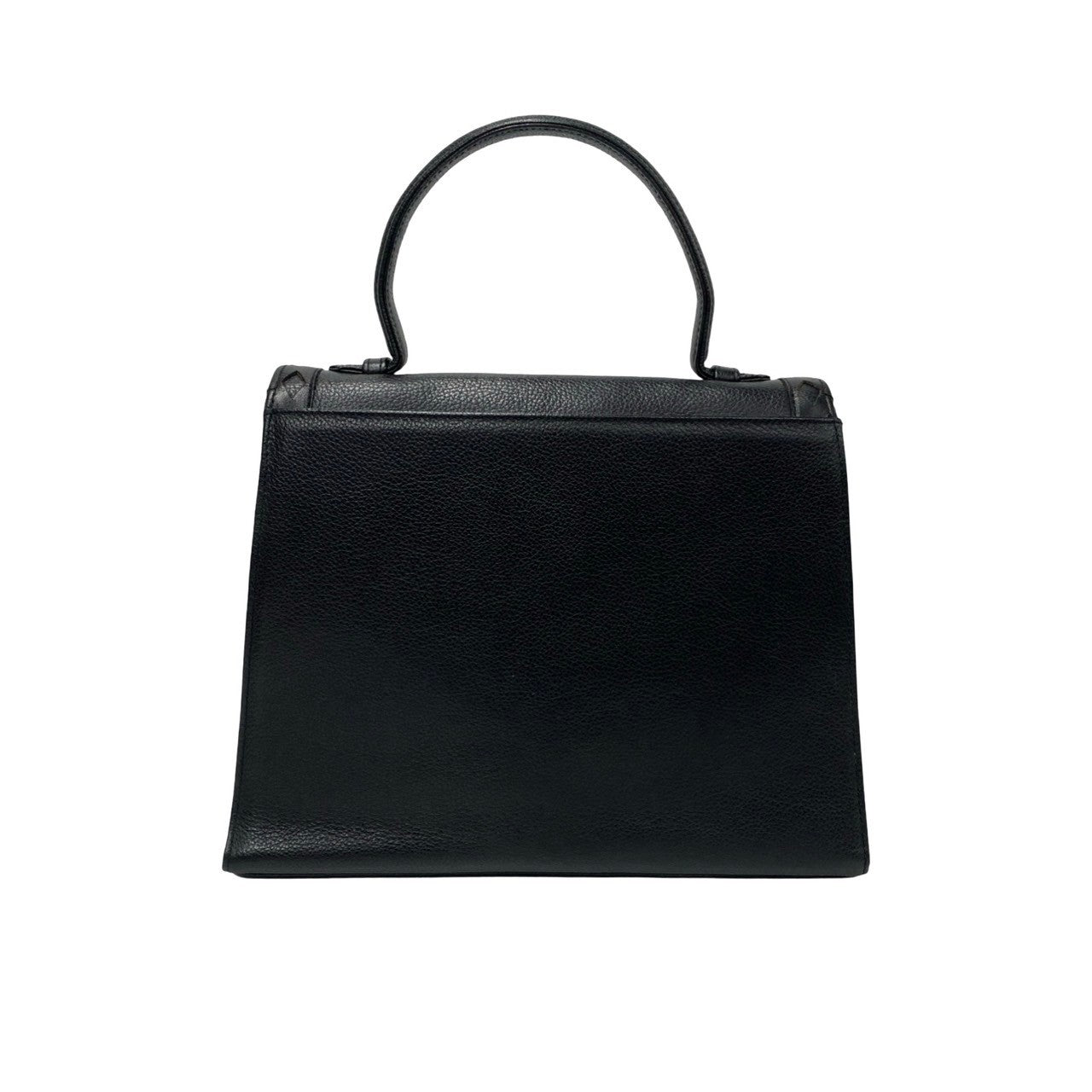 Yves Saint Laurent Shoulder Bag Leather Black Logo Metal 2Way Women