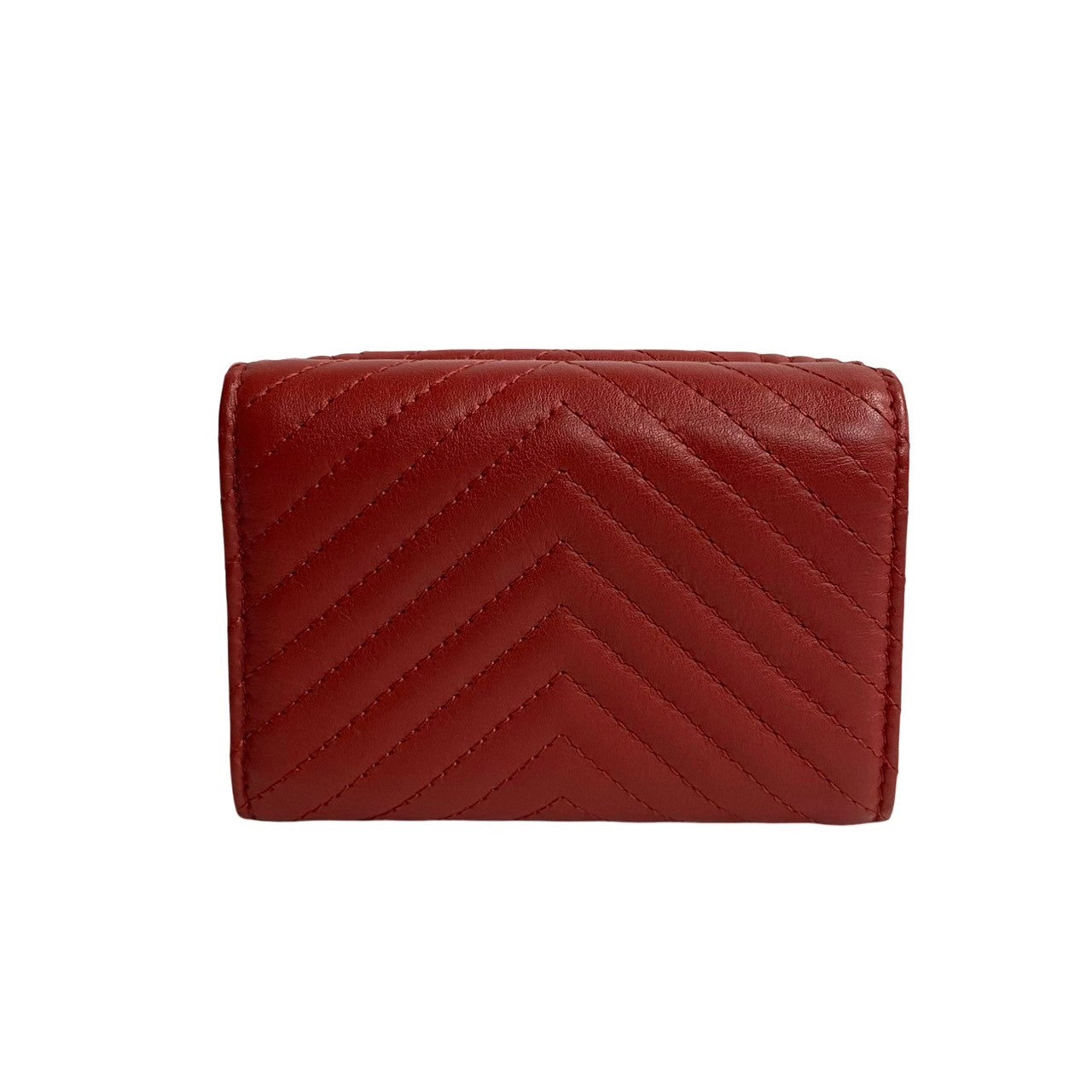 Chanel Tri-Fold Wallet Leather, Lambskin Red Coco Mark Boy Chanel Women