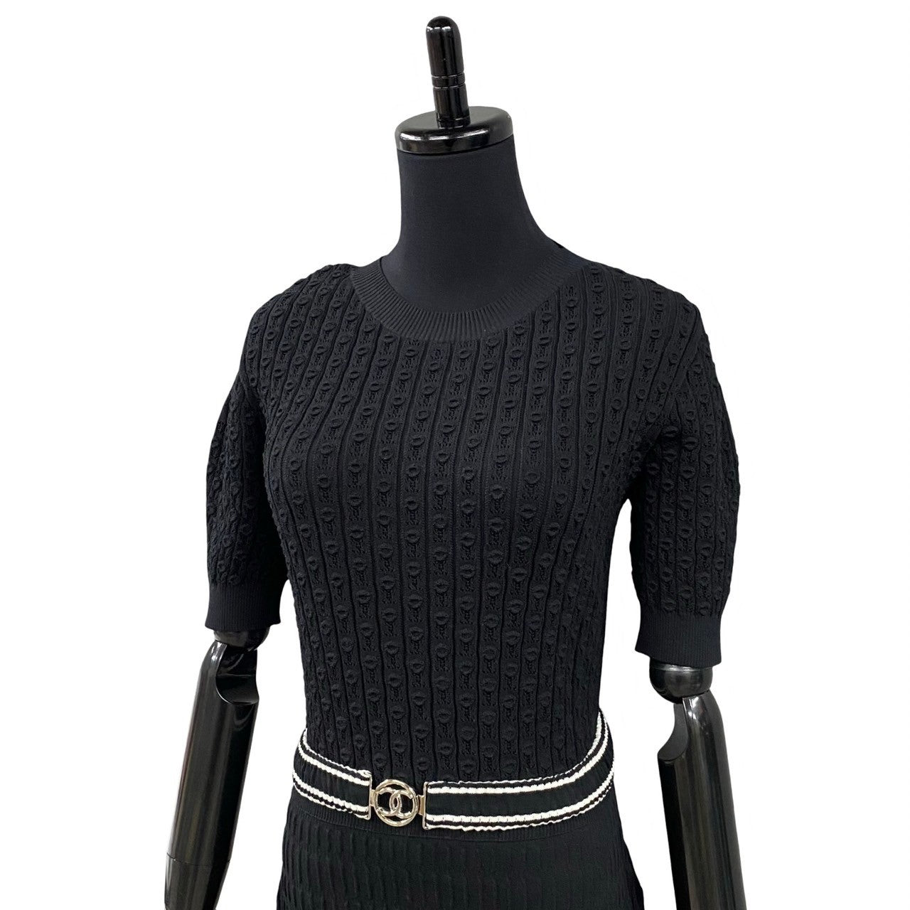 Chanel One Piece Cotton, Polyamide Black Coco Mark Belt Women 36